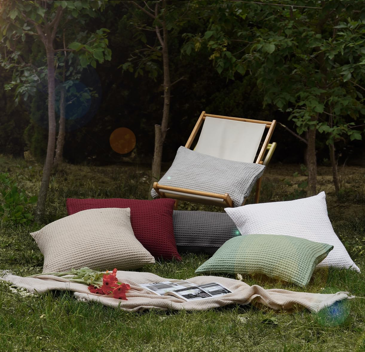 PHF Ultra Soft Waffle Weave Body Pillowcase 20" X 54", No Insert, Breathable & Skin-Friendly Body Pillow Sham with Zipper, Decorative Waffle Weave Body Pillow Cover, Linen image number 4