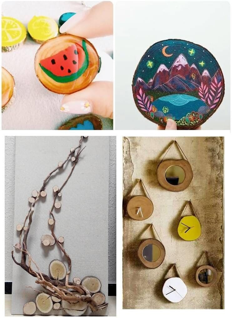 HIGHROCK Unfinished Natural Wood Slices Wood Coaster Pieces Craft Wood Kit Predrilled with Hole Wooden Circles Great for Arts and Crafts Ornaments DIY Crafts with Bark Rustic Wedding (4CM~5CM) image number 1
