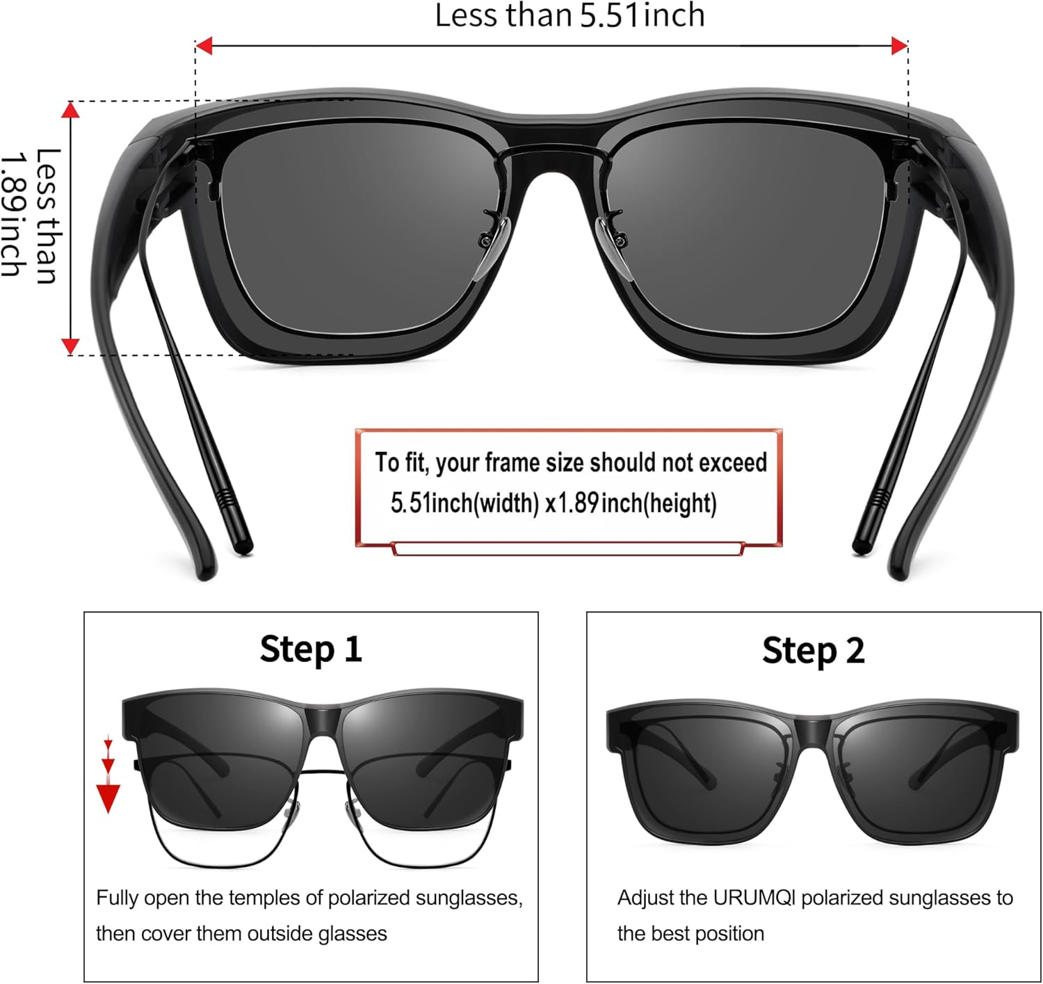 Sunglasses Fit over Glasses, Polarized 100% UV Protection Wrap-Around Sunglasses for Men & Women Driving - A02 Matte Beige Tortoise Frame/Grey Lens image number 6