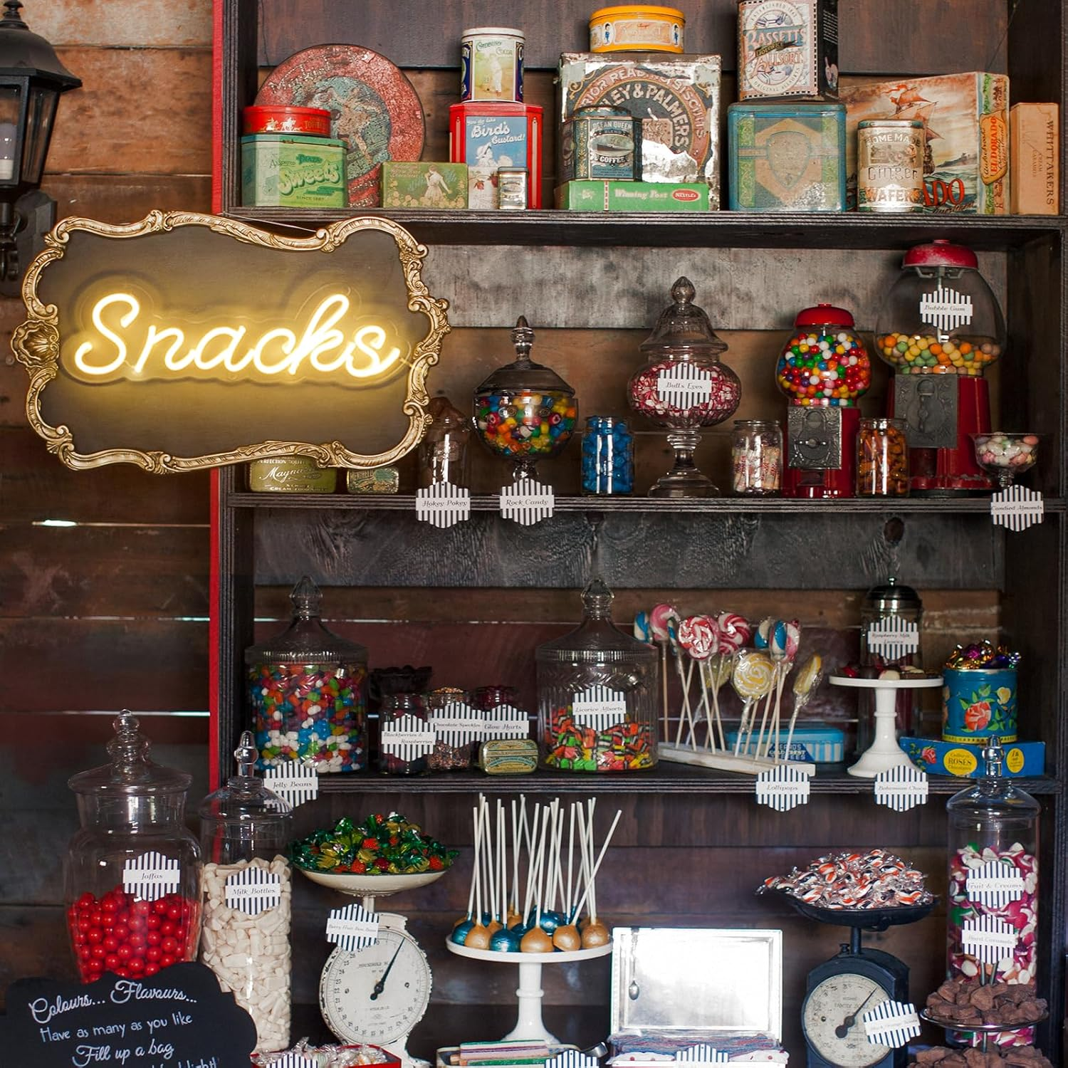 KANAYA Snacks Led Neon Sign Warm White Dimmable, USB Powered Wall Art Decor for Snack Bar Cake Candy Shop Stall, 15 Inch image number 1