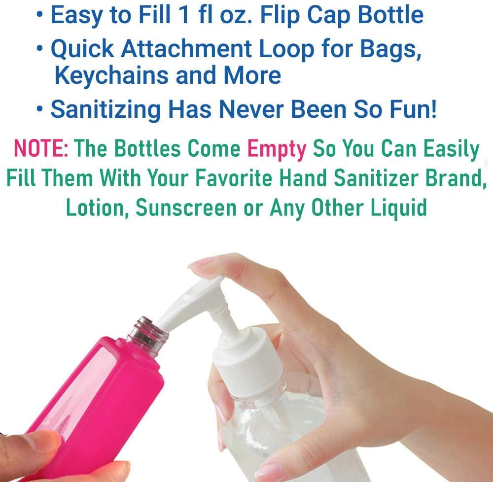 Color Land 4Pcs Unicorn Kids Empty Travel Bottles for Toiletries Detachable Hand Sanitizer Holder with Silicone Case Leak Proof Travel Size Cartoon Cute Essentials Toiletries Refillable Containers image number 6