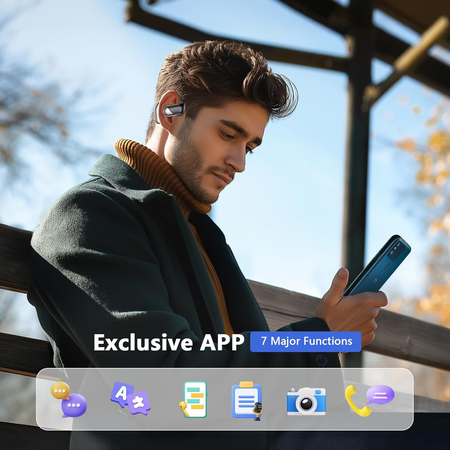 AI Translation Earbuds Real Time, 3-In-1 Translator Earbuds 144 Languages & Accents, Audifonos Traductores Ingl&eacute;s Espa&ntilde;ol,Open Ear Wireless Headphones with Charging Case Fit Ios & Android image number 3