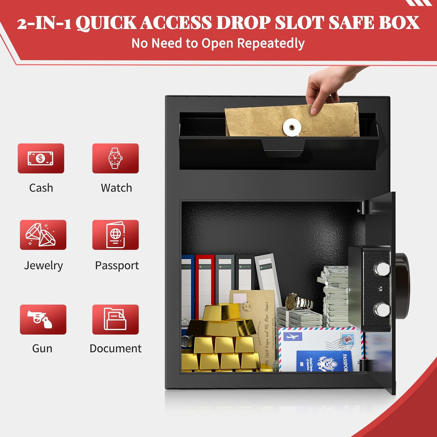 KABISAFE Depository Safe with Drop Slot, 3.0 Cu Ft Large Cabinet Anti-Theft Cash Drop Safe with Digital Keypad Lock, Business Security Safe Box with Alarm Function for Home Office image number 1