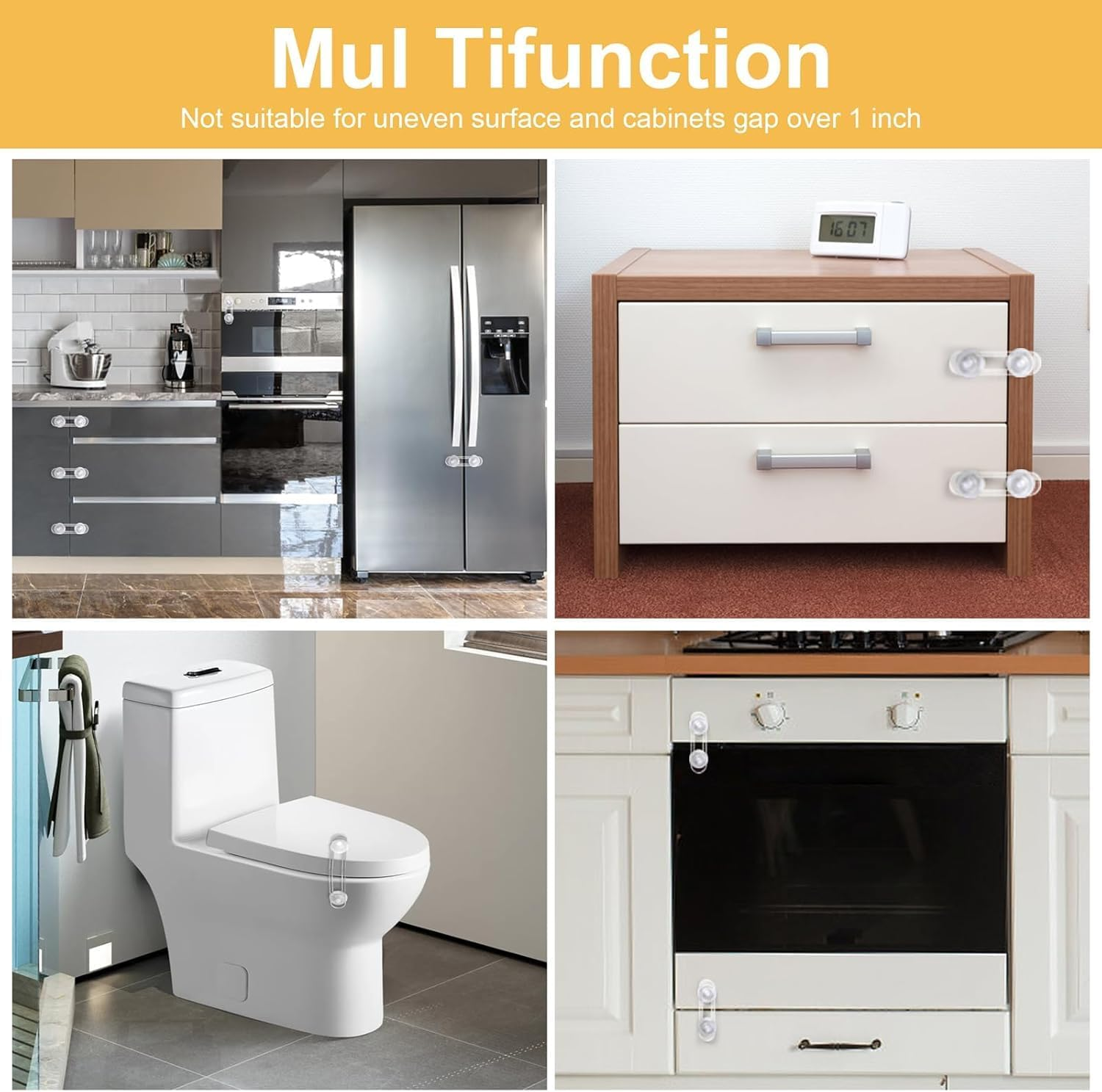 10Pcs Adhesive Cabinet Drawer Door Latches,Child Safety Cabinet Cupboard Door Proofing Lock,Child Safety Cupboard Door Strap Lock,Baby Proofing Safety Lock Cabinet Lock,Kids Safety Cabinet Drawer Lock image number 2