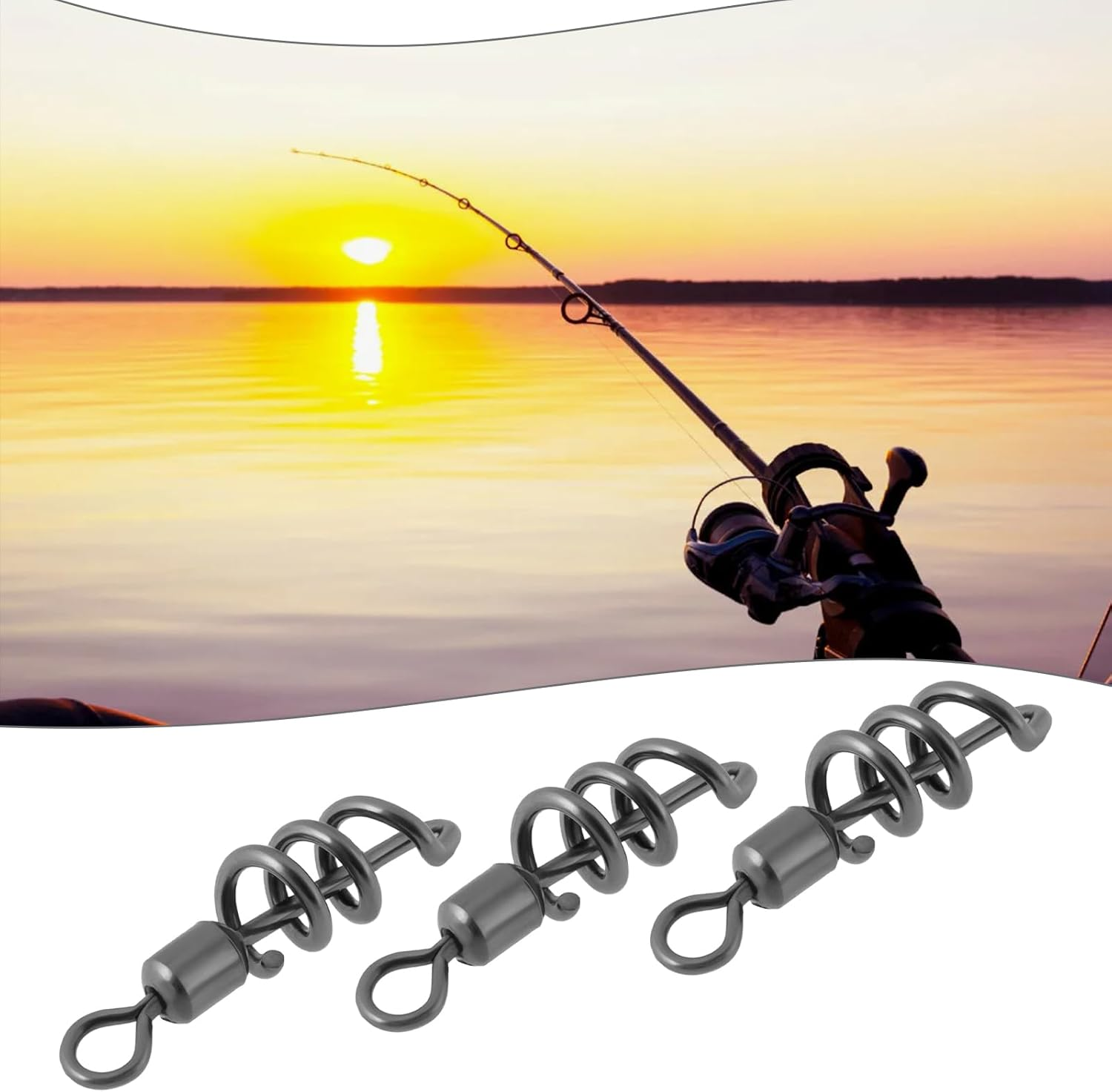 LT Easiyl 50Pcs Fishing Swivels with Corkscrew Snap Lure Jigs Connector for Saltwater Freshwater Fishing Tackle 2# 4# 6# 8# 10# image number 5