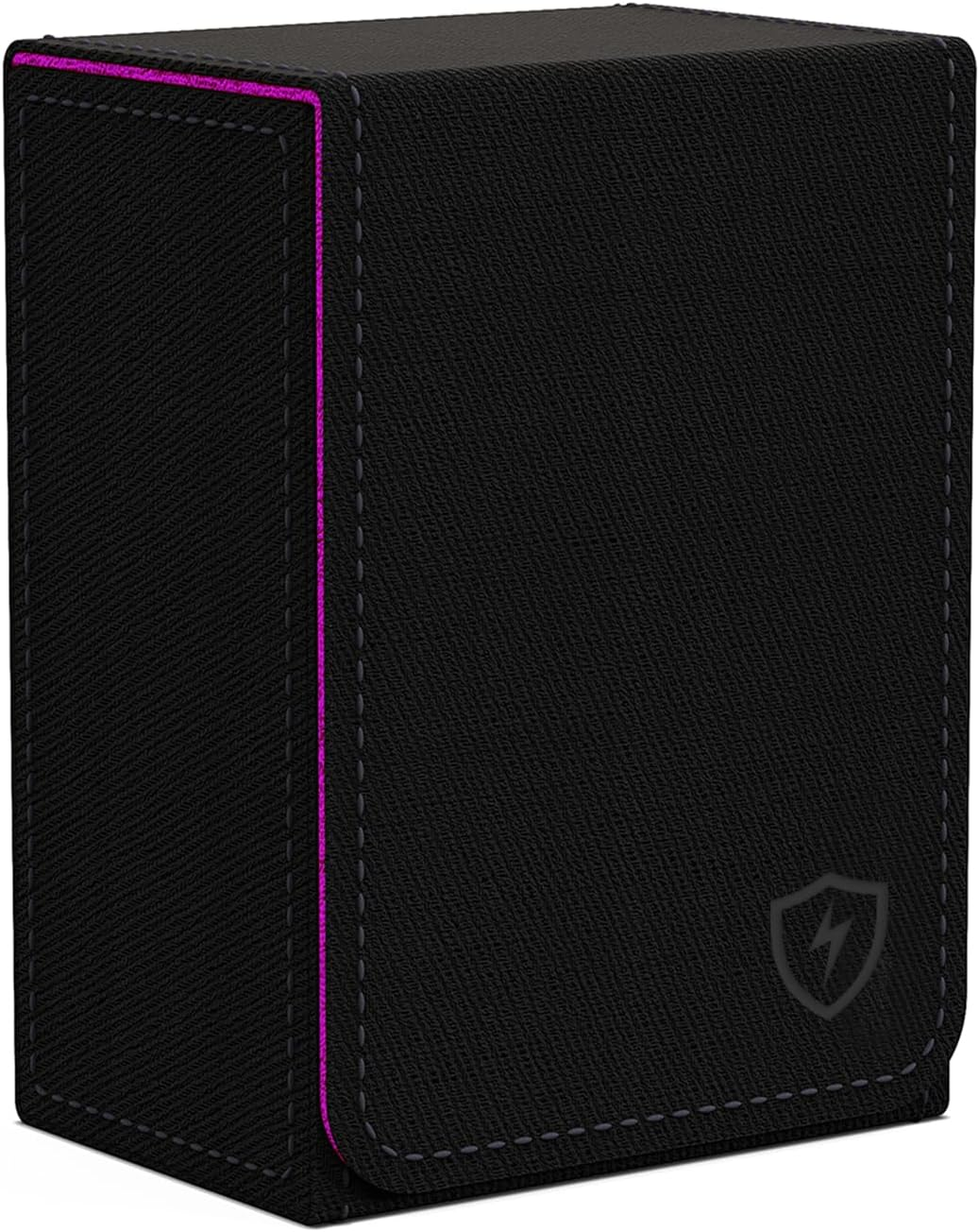 Double Decker Leather Poker Card Case - Holds Two Sets of Poker Size Cards - Premium Dual-Deck Holder with Stylish Design and Secure Closure (Black-Grey)