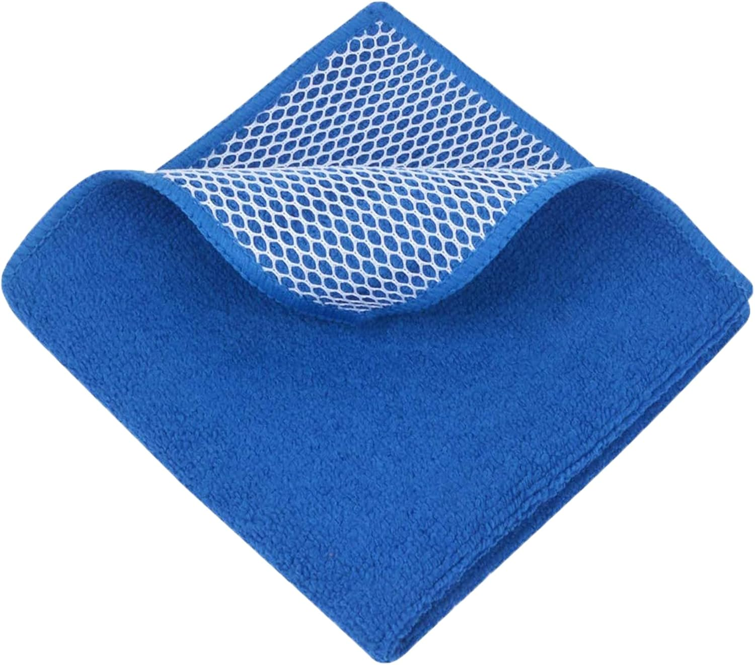 Microfieber Dish Towels with Poly Mesh Scouring Side for Cleaning Kitchen/Home/Bathroom,30Cm X30Cm,6Pack,Blue - Grey+Blue image number 5