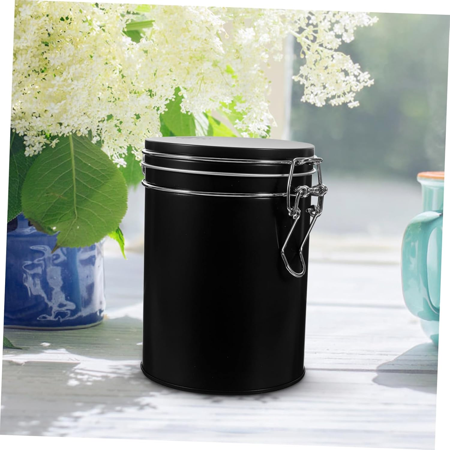 UTHCLO Sealed Tinplate Storage Canister Jar for Coffee Beans Tea Leaves Snacks Easy to Clean Wide Mouth Design for Kitchen Home Bakery Use image number 1