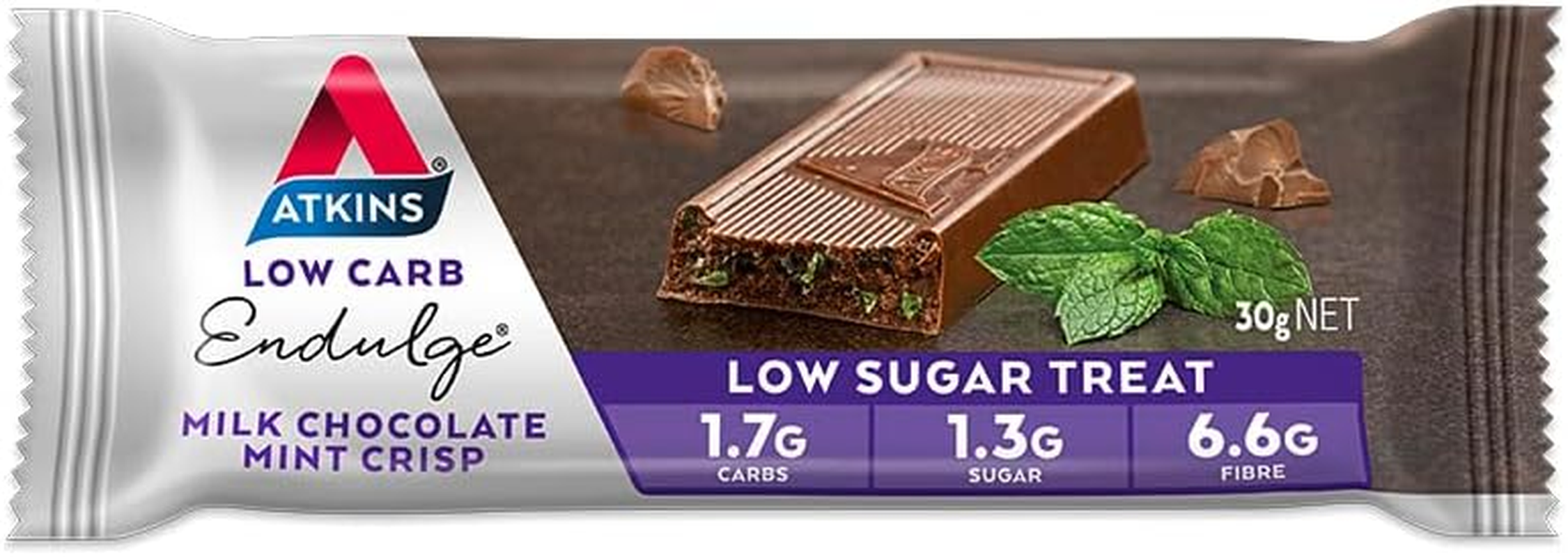 Atkins Endulge Low Carb Milk Chocolate Mint Crisp Bar 30 G (Pack of 5) image number 1