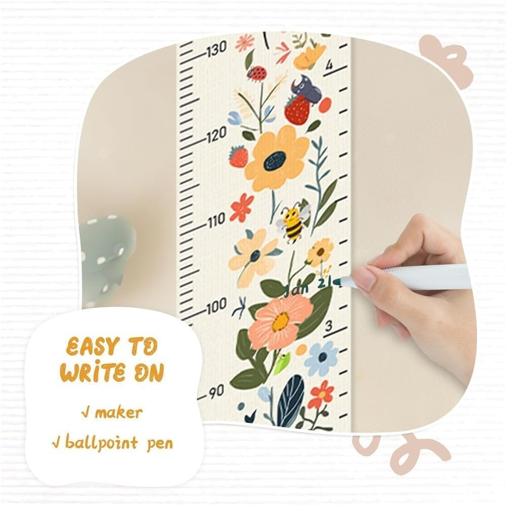 Growth Chart for Kids Wooden Wall Ruler 20Cm X 210Cm Kids Growth Ruler with Animals Design Waterproof Canvas & Wood | Nursery Decor & Memory Keeper (79" Tall) image number 5