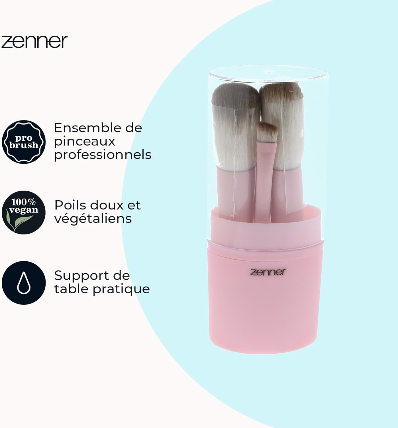 Zenner Makeup Brush Set - Professional Makeup Brush for Foundation, Powder, Concealer & Blush - Soft, Durable Brushes Ideal for Makeup, Children & Teens image number 1
