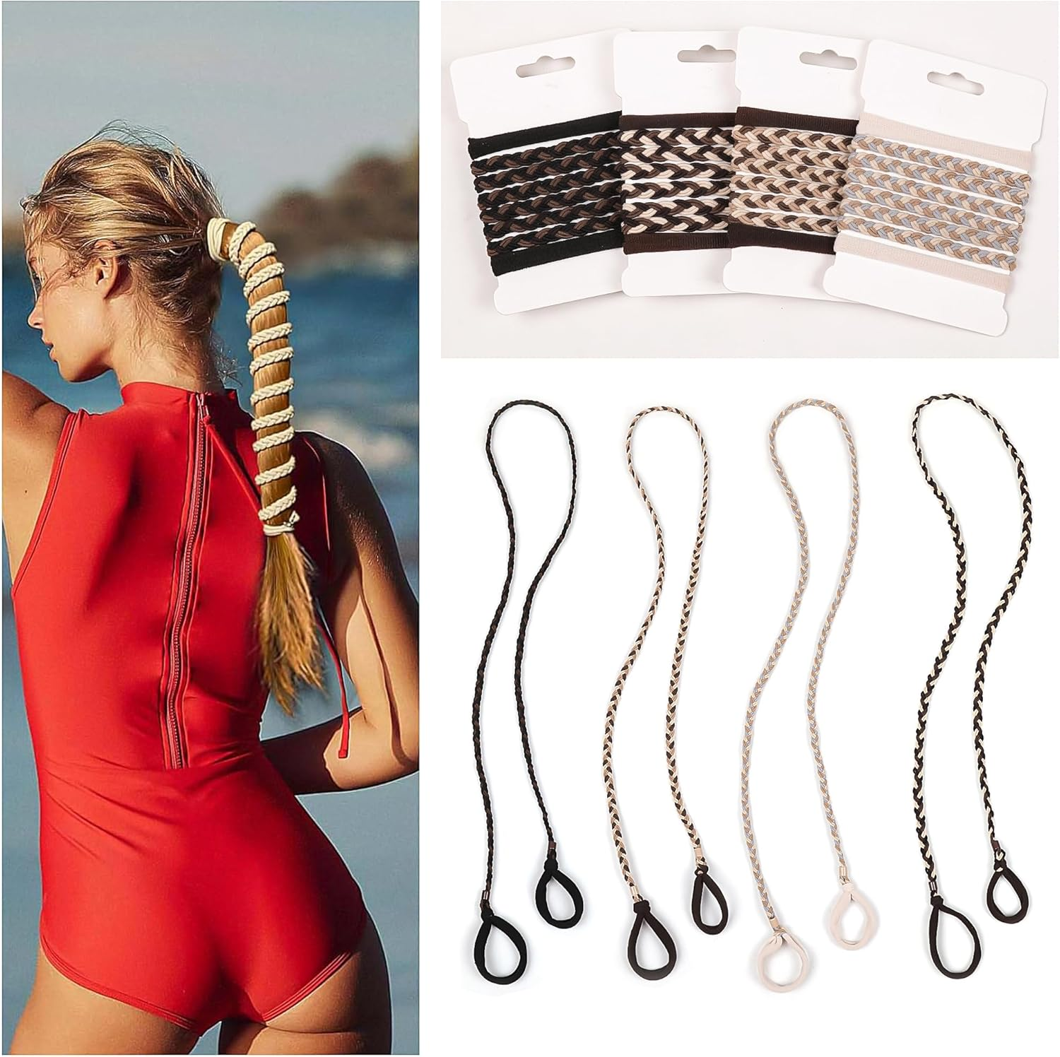 Sport Hair Ties for Women Pony Tails Elastic Hair Ties for Gym Braided Hair Ties Spiral Hair Ties for Swimming Sports