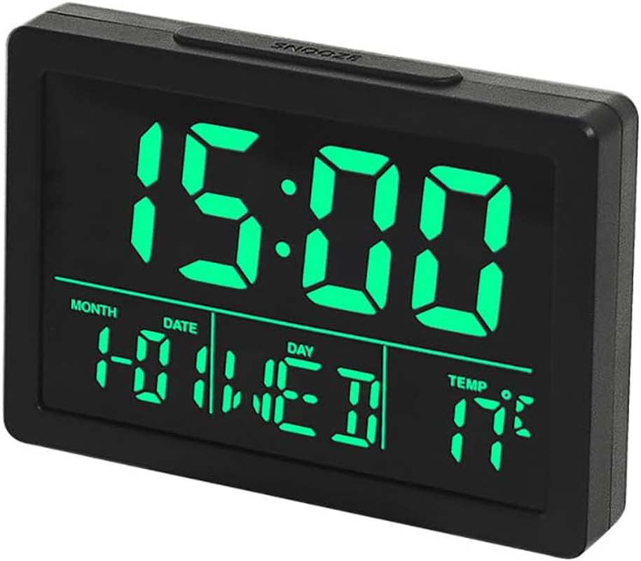 Lancoon Digital Alarm Clock, 13CM LCD Screen Time Date Week Temperature Display 12/24H Snooze Function 6 Adjustable Brightness 8 Ringtones for Home Office Bedroom Living Room (White)