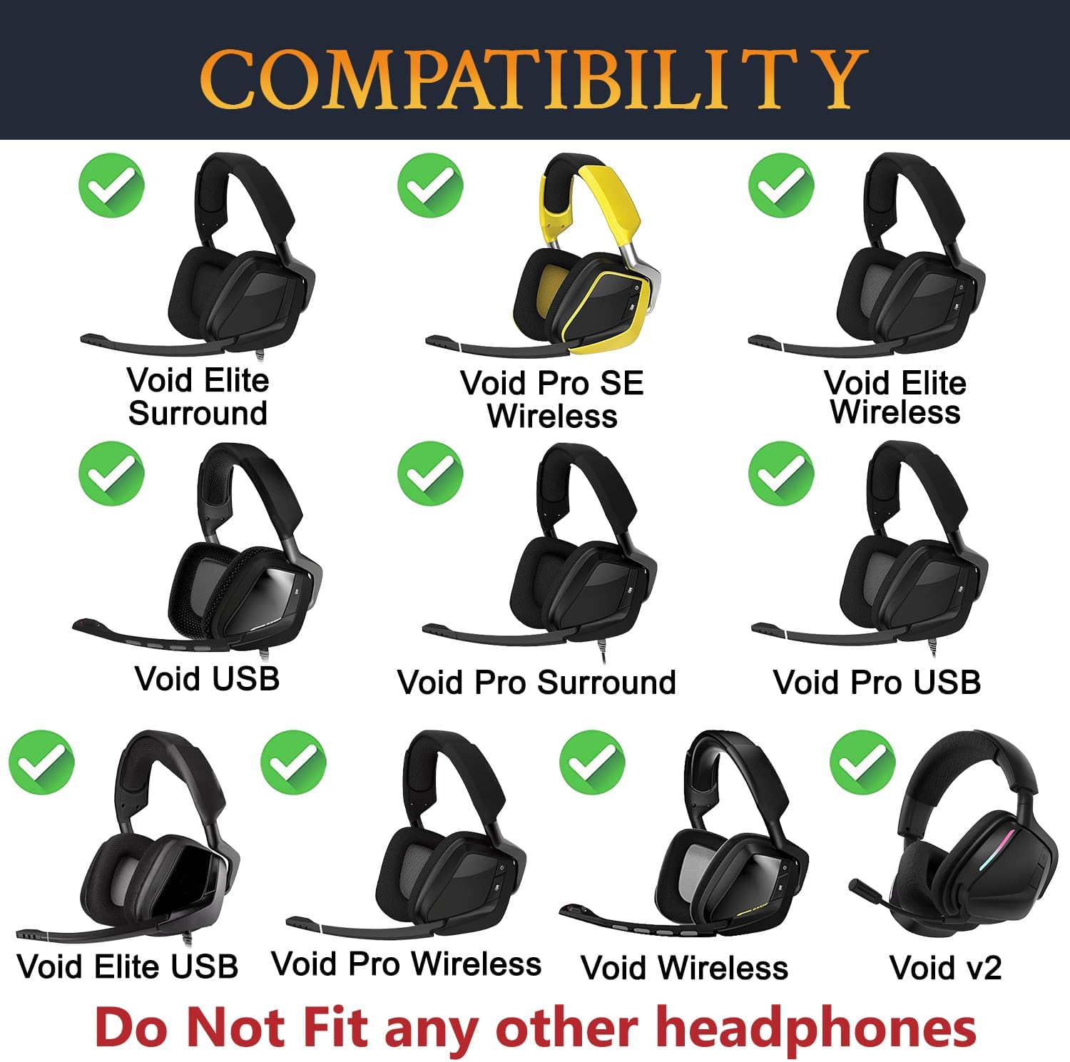 SOULWIT Mesh Fabric Replacement Earpads for Corsair Void/Void V2/Void Pro/Void Elite/Surround Wired & Wireless RGB USB Gaming Headsets, Ear Pads Cushions with Noise Isolation Foam - Black image number 5