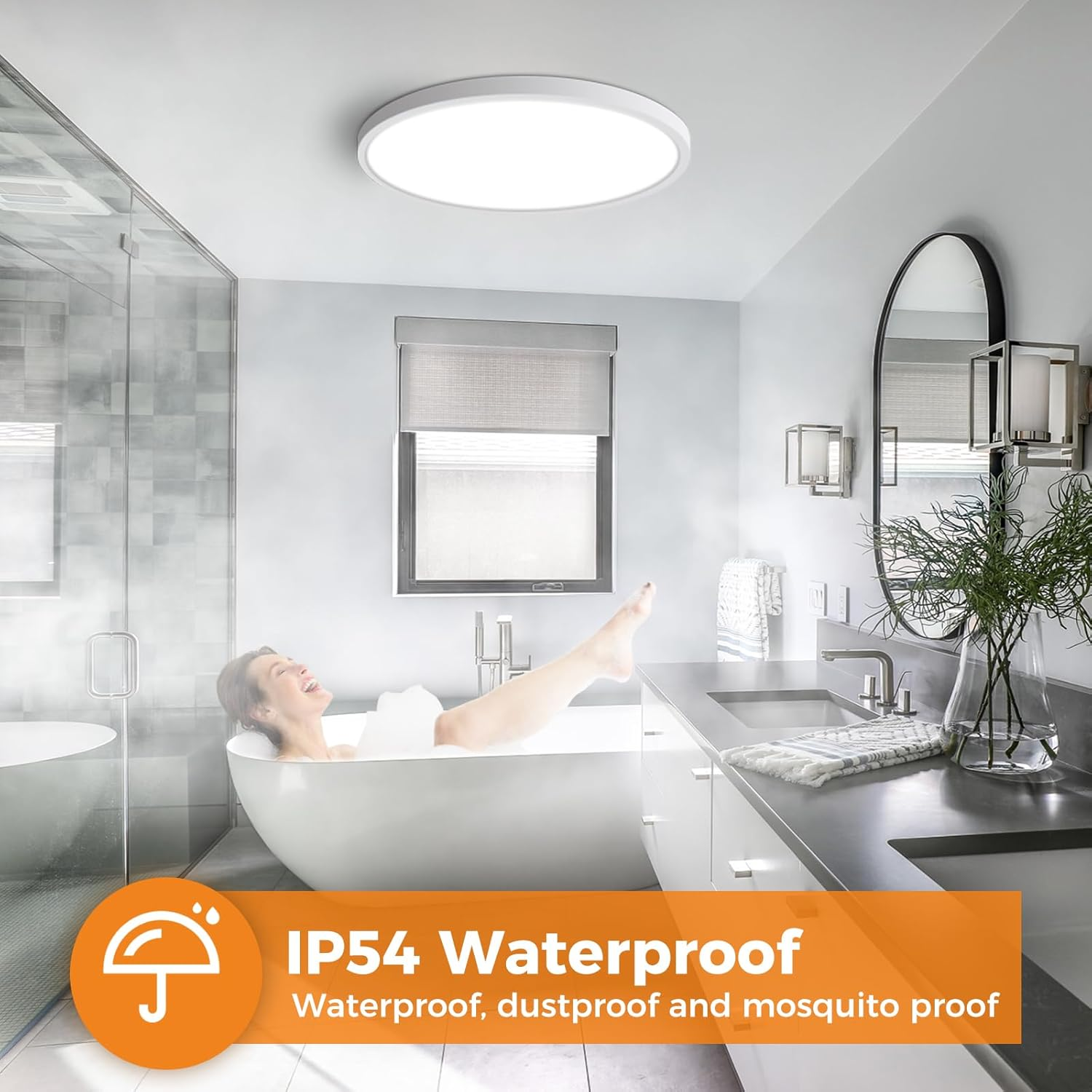 Slochi 24W 3000K/4000K/6500K LED Ceiling Light, 2800LM IP54 Waterproof, White, 30Cm Diameter, Suitable for Kitchen, Bedroom, Living Room image number 1