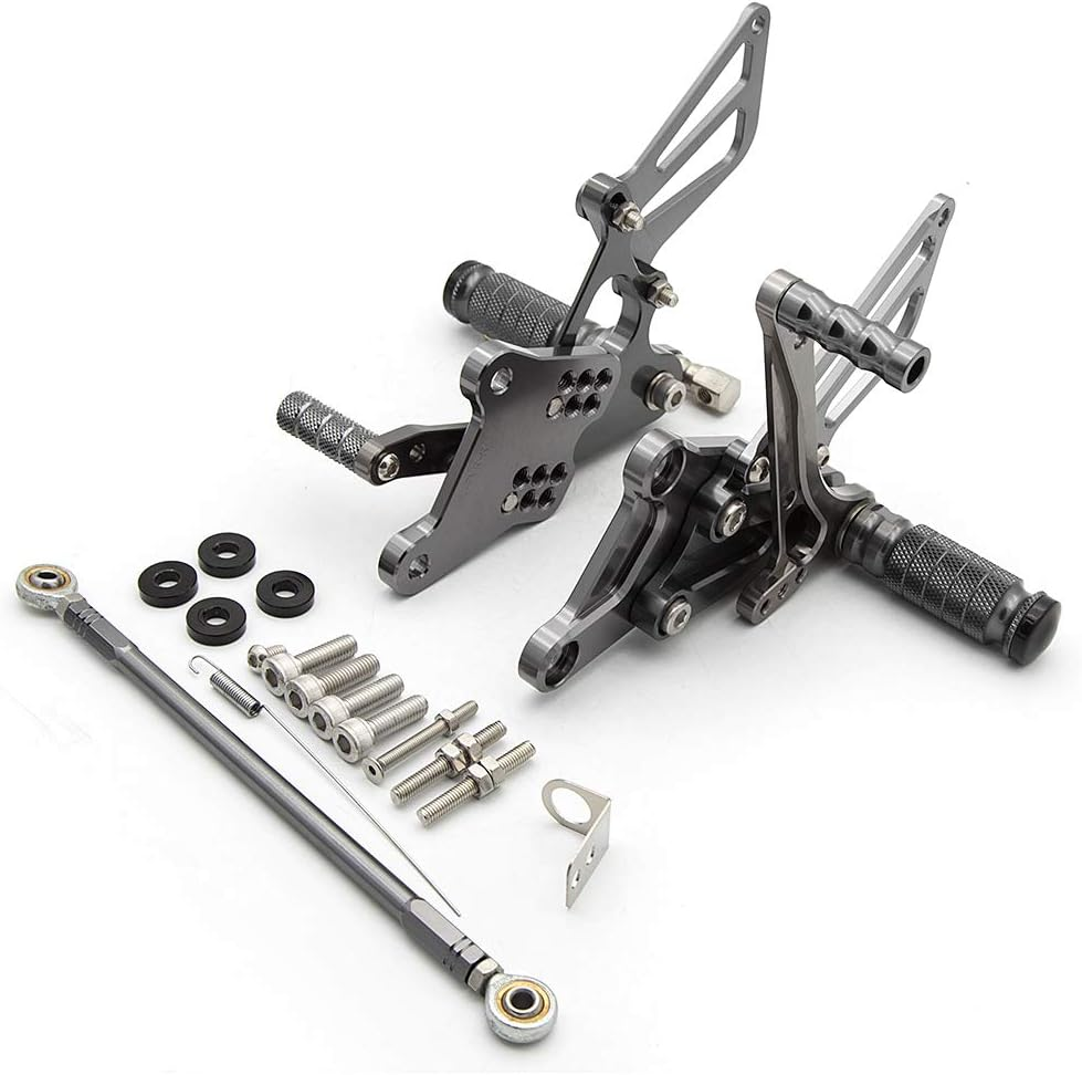 FXCNC CNC Billet Motorcycle Rearset Foot Pegs Rear Set Footrests Fully Adjustable Foot Boards Compatible with VFR400 NC30 RVF400 NC35 - Black image number 5