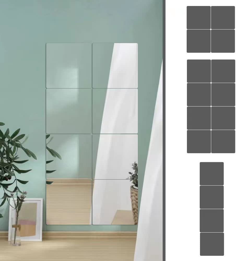 Shatterproof Mirror Tiles, 4 Pcs 7.8"X7.8" Plastic Self-Adhesive Panels for Wall Decor, Lightweight & Flexible with Industrial-Grade Adhesive for Bathroom and Gym image number 4