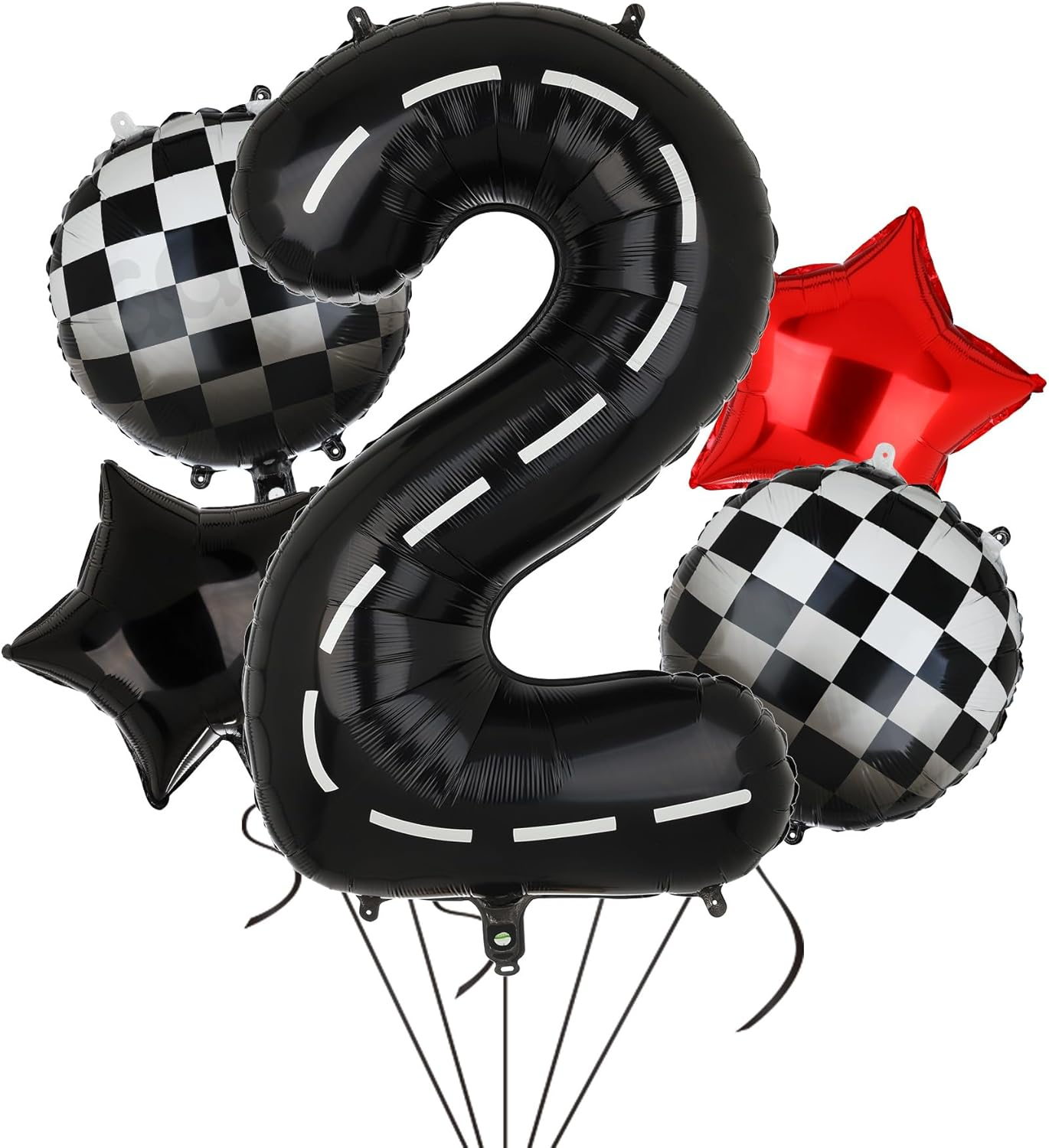 Race Car Birthday Balloons 40 Inch Racetrack Number Balloon 2 Black Boys Two Fast Birthday Race Car Theme Party Decor Supplies 5 Pcs Mylar Balloon image number 4