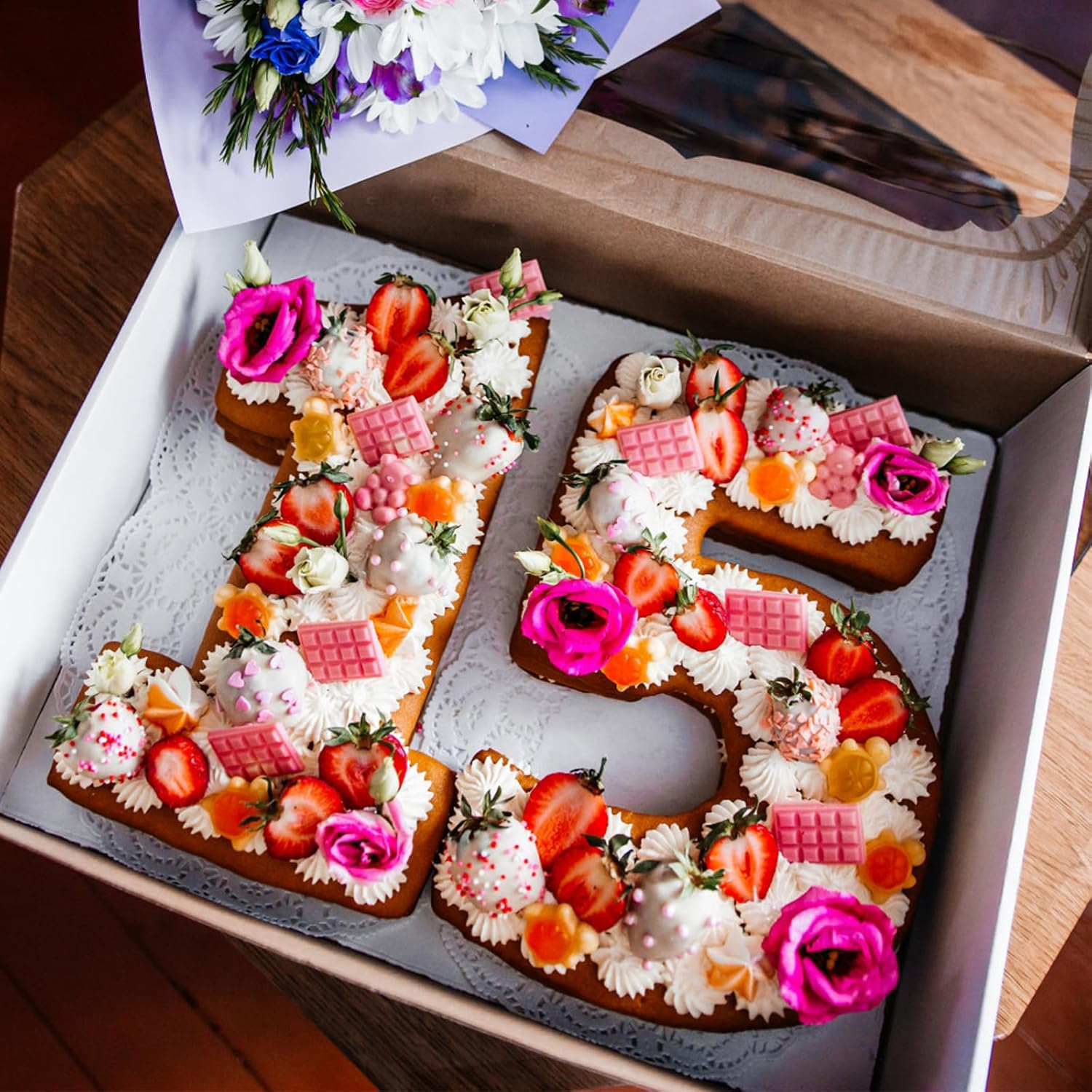 9 Piece Number Moulds for Baking, Large Baking Moulds for Numbers 0-8, Cake Moulds Set, Number Baking Cake Moulds for Wedding, Birthday, Anniversary, Number Baking Moulds for Cake Decoration image number 3