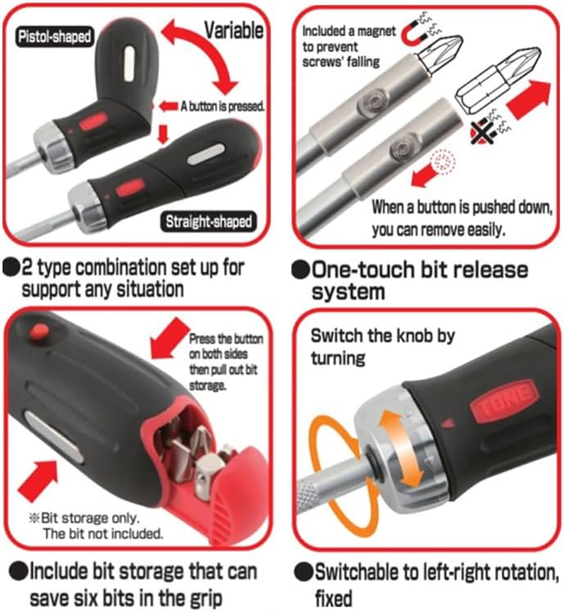 TONE Ratchet Driver Set RDS32 Bit Insertion & 1/4 Inch (6.35 Mm) Red Contents: 37 Pieces image number 1