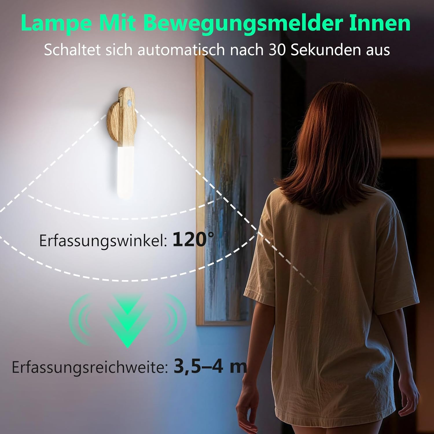 Toowell Wall Light without Power Connection Battery Wall Light with Motion Sensor Battery Wall Lamp Indoor Night Light with Motion Sensor