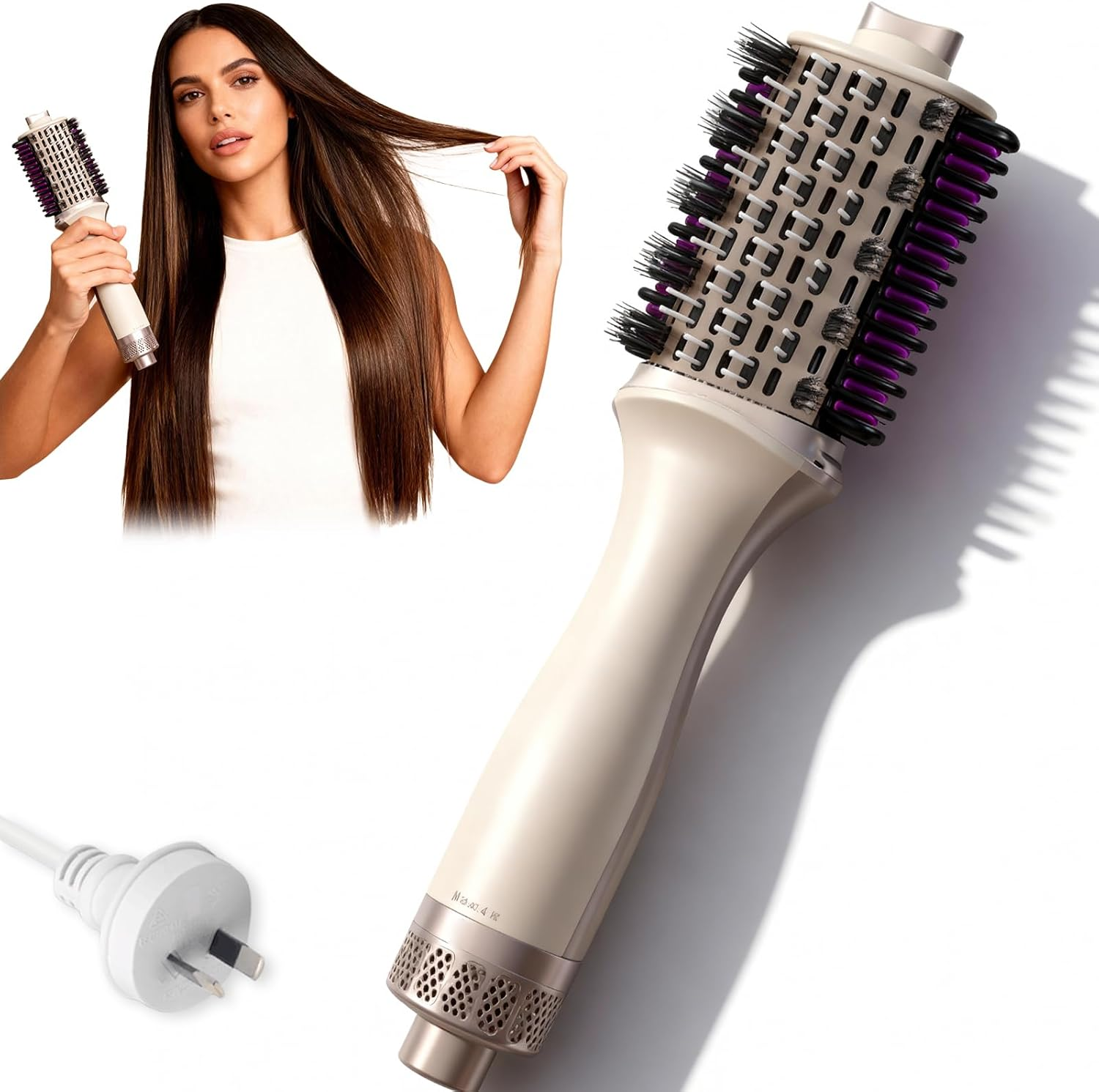 3-In-1 Heated Comb, Suitable for Both Dry and Wet Hair, Dual-Mode Design, Titanium-Coated Tourmaline Material, 4 Heat Settings, Suitable for All Hair Types, Silky Finish, AU Plug, (Champagne Gold) image number 5
