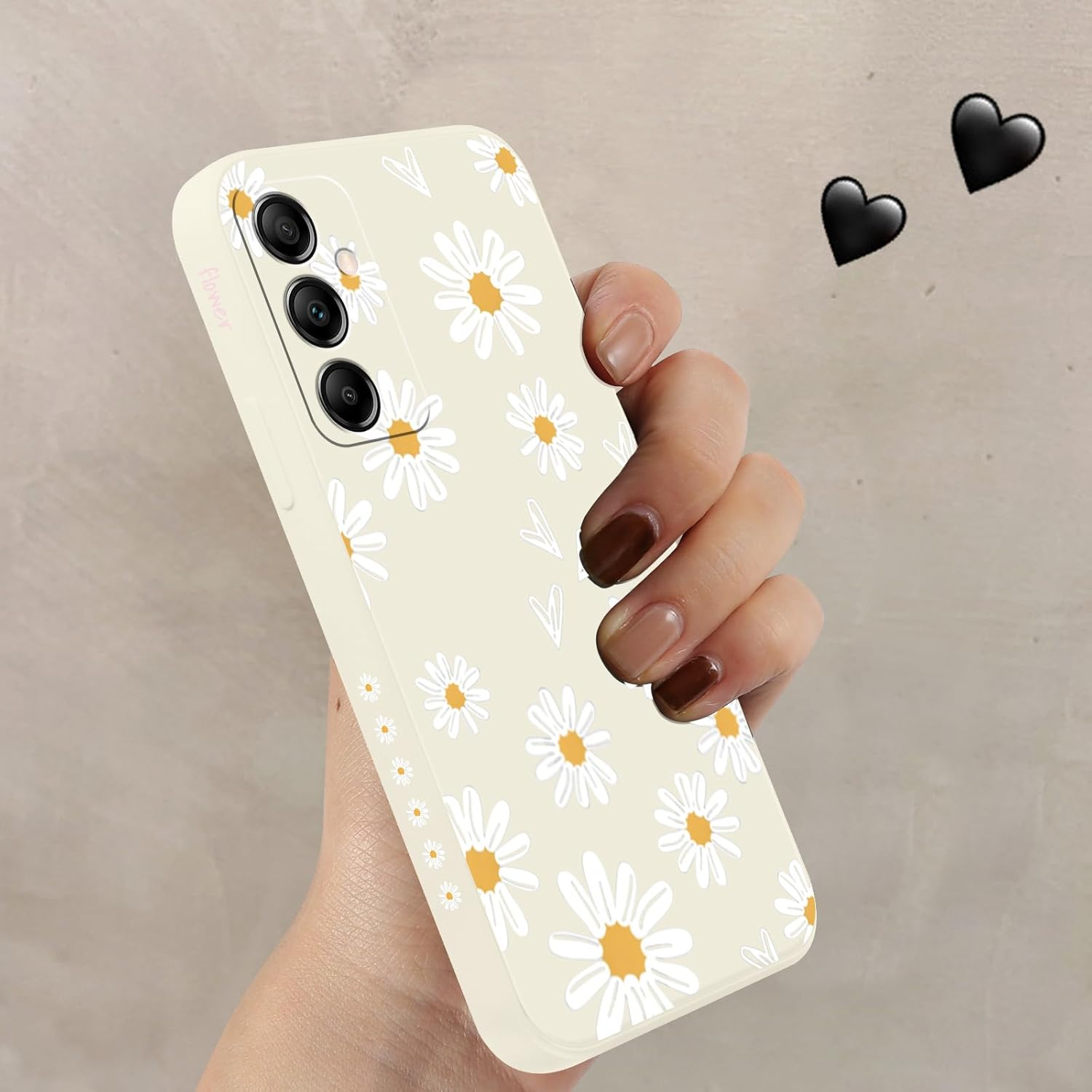 Yoedge Mobile Phone Case for Samsung Galaxy A55 5G Case, Aesthetic Flowers Daisy Heart Pattern Cute Design Girls Women Cover, Silicone Shockproof Case Scratch-Resistant Protective Case for Samsung A55 image number 6