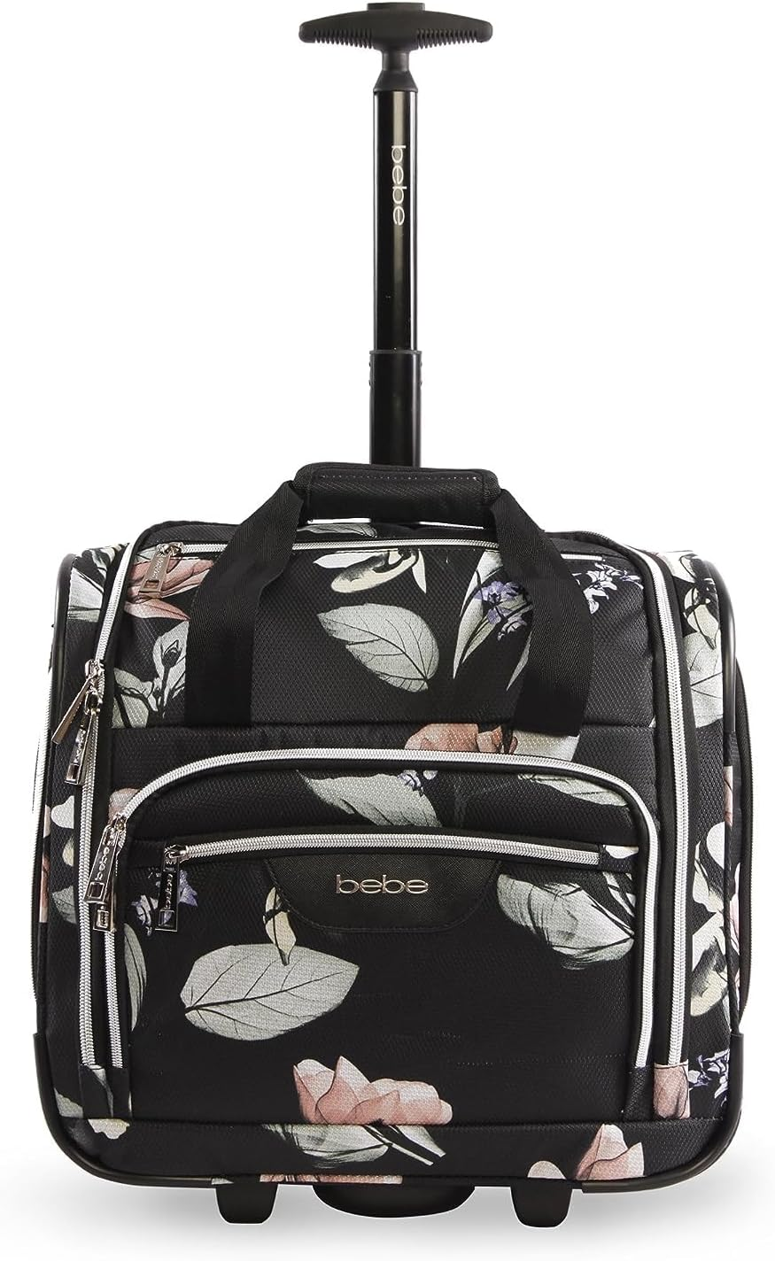 BEBE Women'S Valentina-Wheeled under the Seat Carry-On Bag, Floral Black, ONE Size, Valentina - Wheeled under the Seat Carry-On Bag