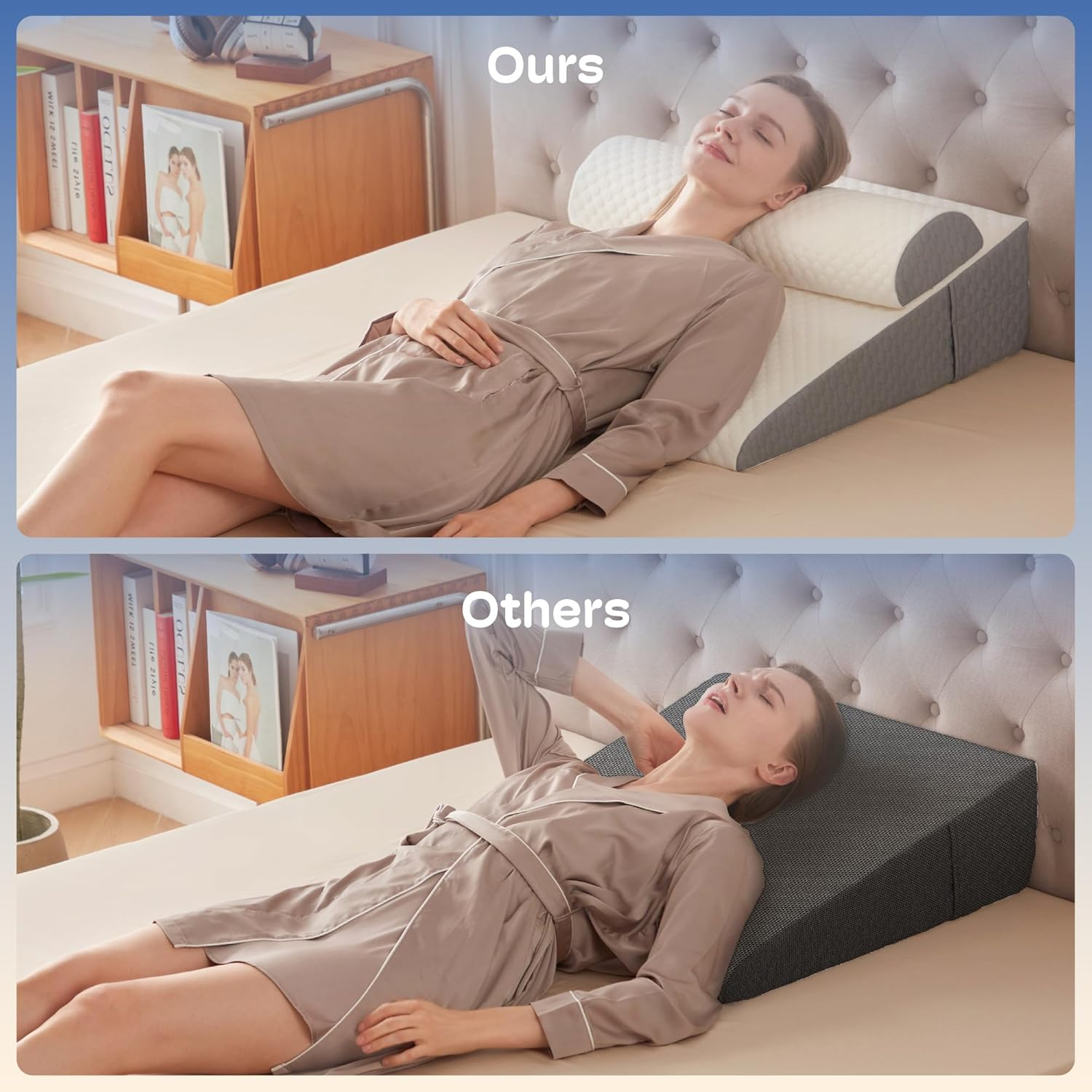 Wedge Pillow with Adjustable Pillow, 7.5" Wedge Pillow for Acid Reflux and Back Pain Relief, Snoring, Bed Wedge Pillows for Sleeping after Surgery. Cooling Memory Foam Top image number 4