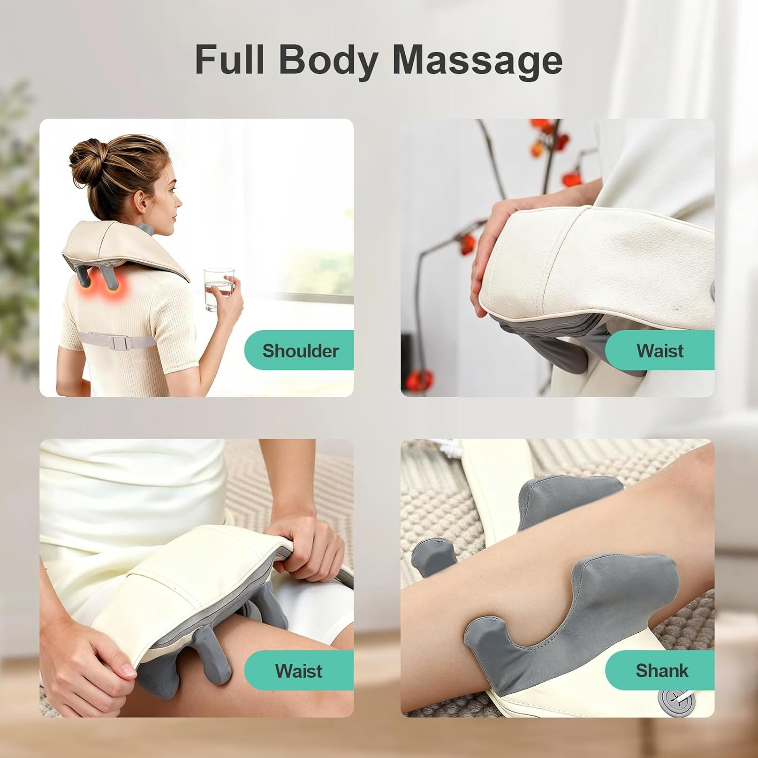 Neck Back Massager with Heat, Cordless Neck Massager Pain Relief, Deep Tissue Shiatsu Kneading Electric Massager, Massage Pillow for Shoulder, Leg, Body Muscle, Use at Car Home Office, Ideal Gifts image number 2