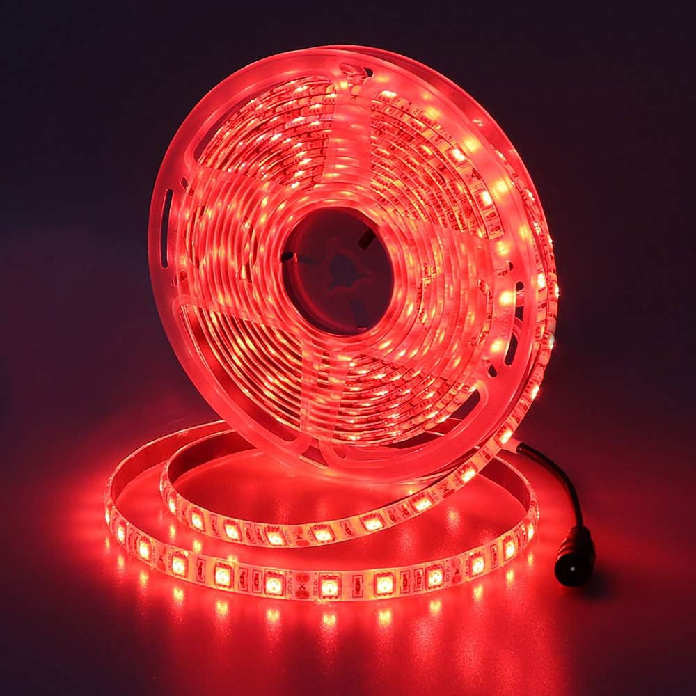 JOYLIT 12V LED Strip Lights 5M Red 620-625Nm IP65 Waterproof, 300Leds SMD 5050 Flexible Cuttable Adhesive Tape Light for Truck, Car, Boat, DIY (Without Power Supply) image number 6