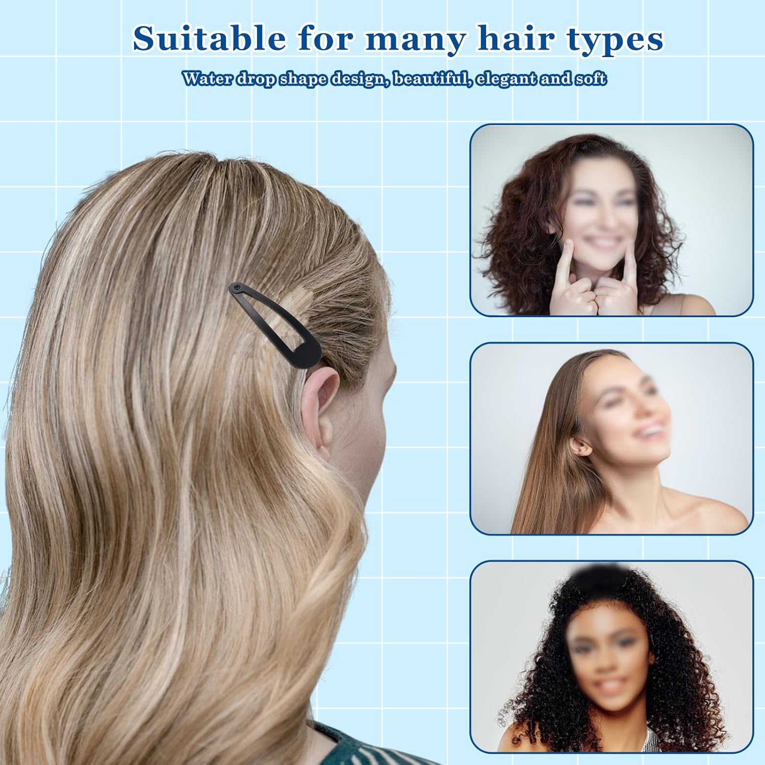 Hongien 30 Pcs Black Color 2 Inch Metal Snap Hair Clips Black Hair Clips for Girls Women Lady Non Slip Hair Barrettes（Black） image number 1