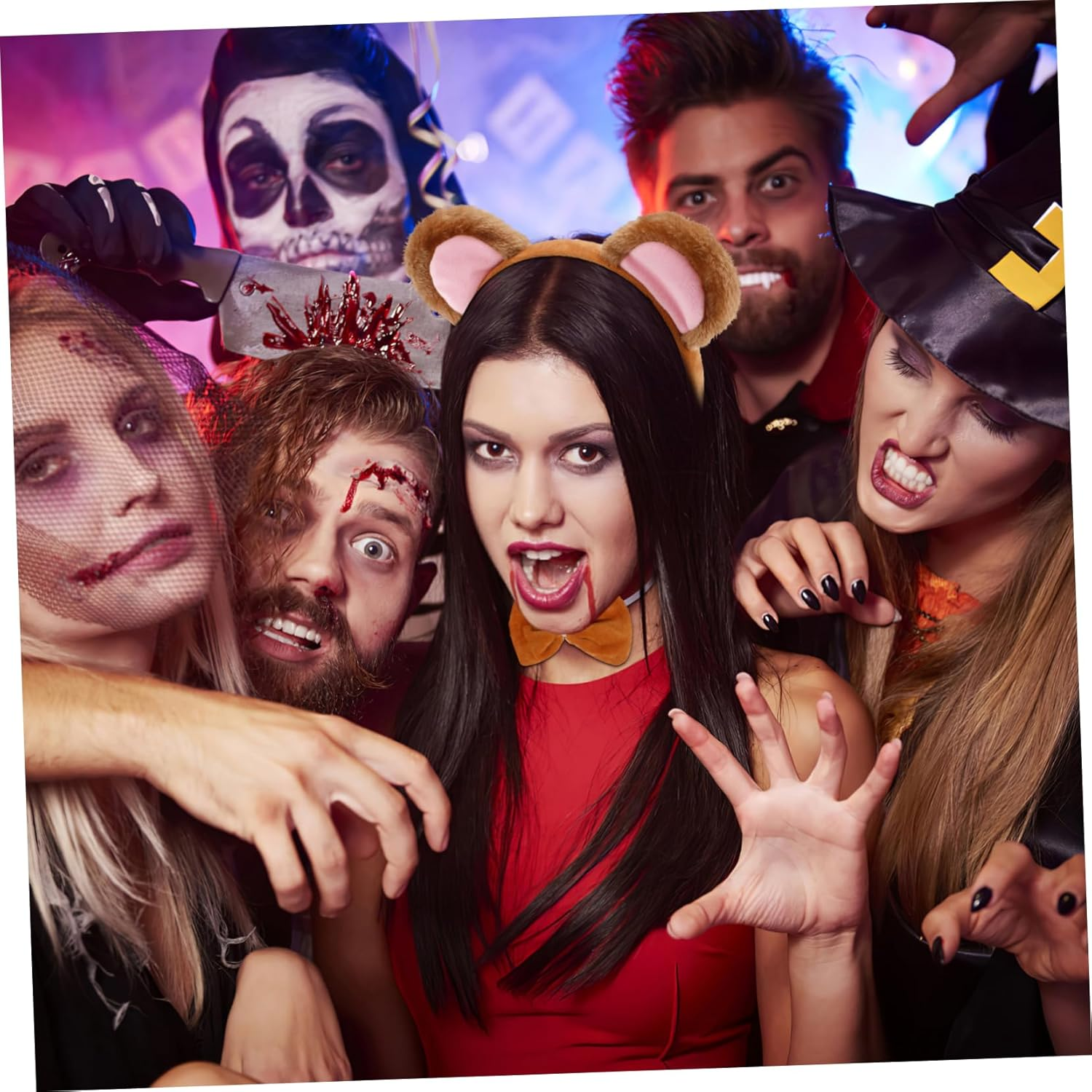 Monkey Themed Dress-Up Set Includes Headband Ears Tail & Bowtie for Halloween Cosplay Animal Inspired Costumes