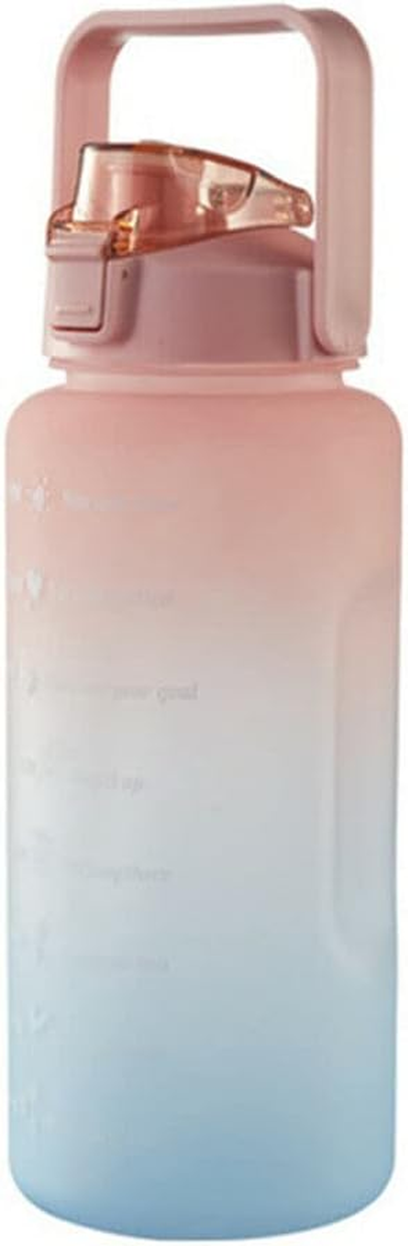 2L Sports Water Bottle Large Capacity Straw Time Motivational Fitness Jugs (Pink)