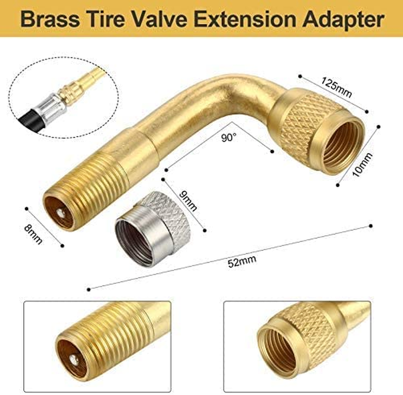 2 Pieces 8.25 Inch Flexible Extension Tire Valve Adaptor and 2 Pieces 90 Degree Tyre Valve Extension Adaptor for Universal Cars Truck Motorcycle Bike Scooter image number 2
