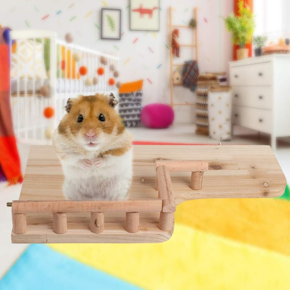 Wooden Corner Platform Shelf Rest, Wooden Parrot Hamster My Neighbor Totoro Birdcage Stands Hamster Climbing Small Pet Cage Accessories Toys image number 4