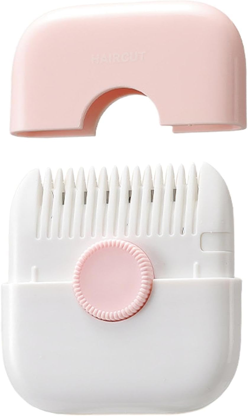 Hair Cutting Comb Mini Hair Fringe Cutter Portable Travel Size Convenient 2 in 1 Hand Tools Cutting Accessories, Pink image number 1