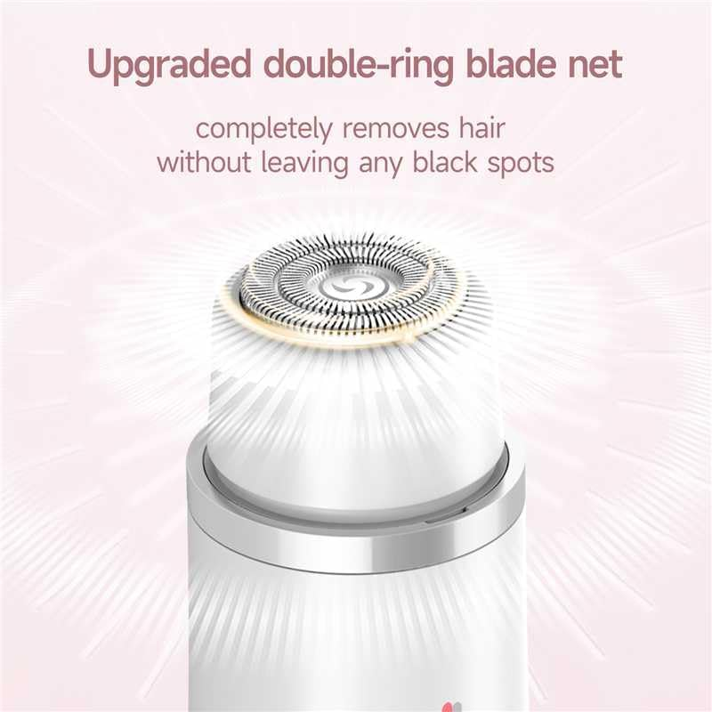 Bikini Trimmer for Women Electric Razors for Women, Double Head Dual Purpose, IPX7 Waterproof Hair Razor, Ceramic Blade Hair Trimmer Wet & Dry Use, Painless Electric Shaver for Facial and Body (White) image number 4