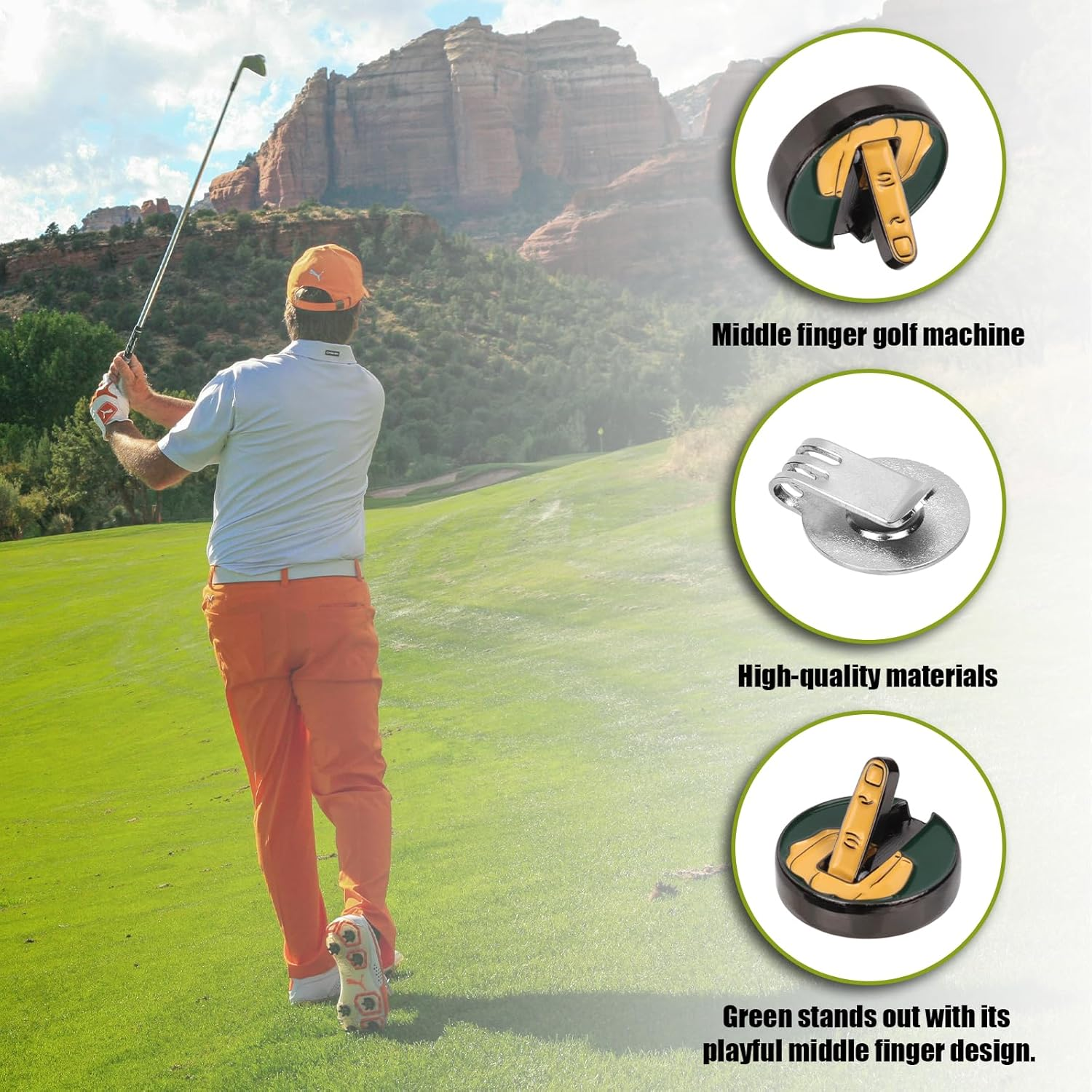 Lasuroa Magnetic Golf Hat Clip, Golf Ball Marker Hat Clip Funny Golf Ball Marker with Three-Tooth Cap Clip Magnet Golf Accessories Gifts for Golf Enthusiast image number 3