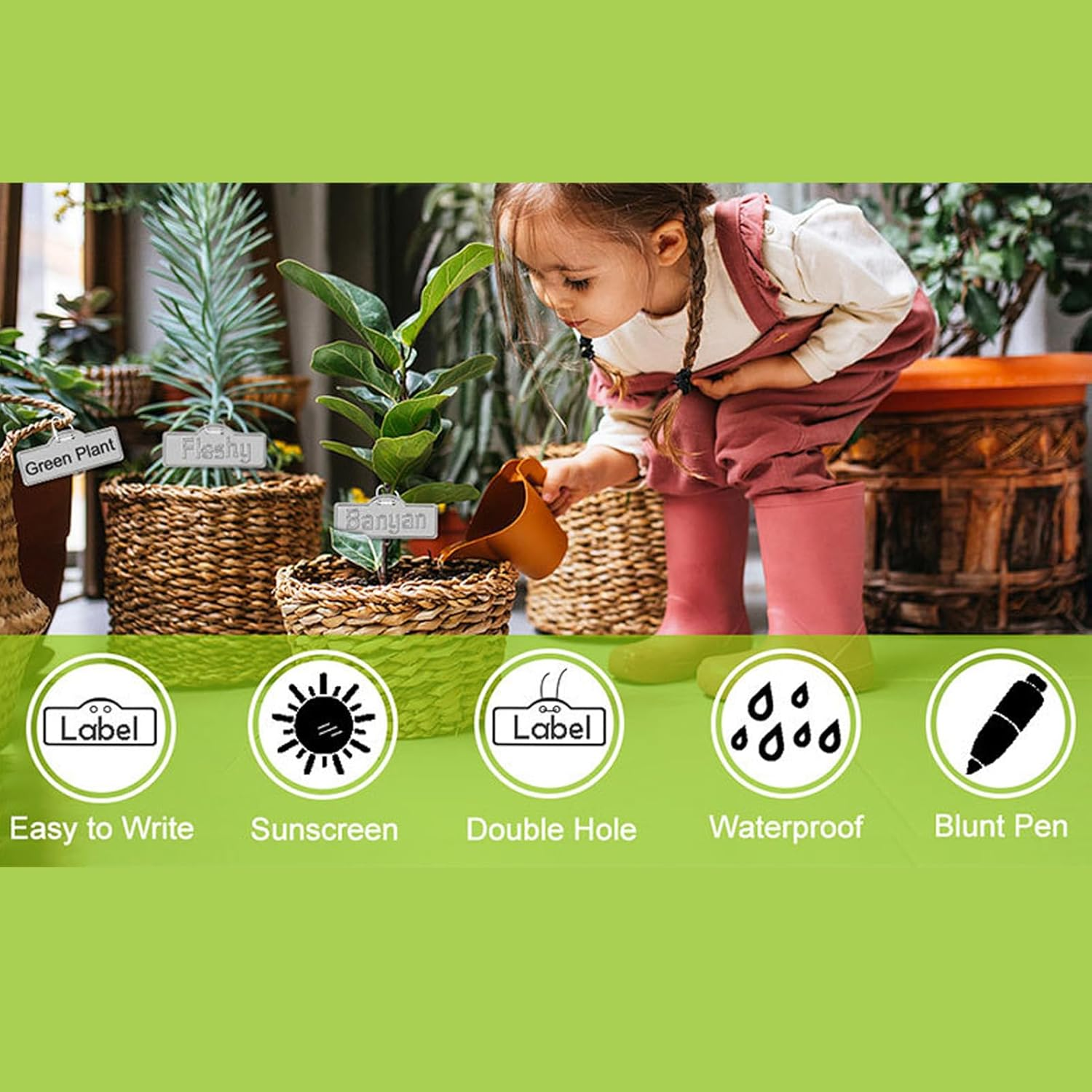 Metal Plant Labels, 100 Pack Aluminum Plant Signs Tags Weatherproof Garden Markers Tag for Vegetables Flower Seed Greenhouse, 1.5 X 3.5In, 100Pcs, 100 Twist Ties image number 1