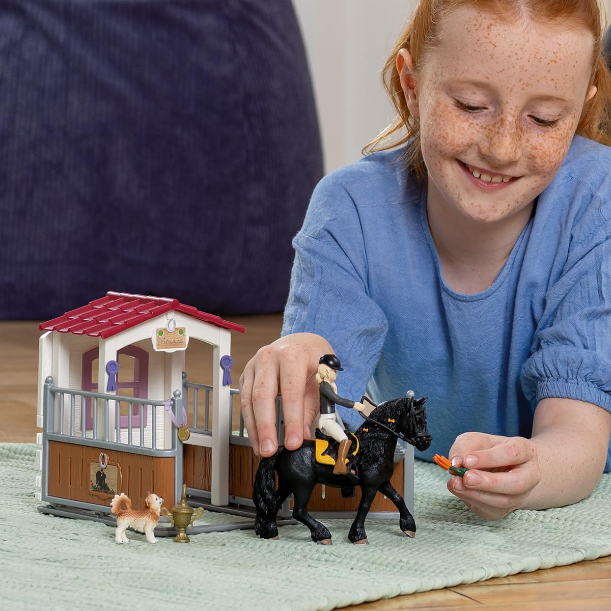 Schleich Horse Club, Horse Gifts for Girls and Boys, Horse Stall with Tori and Princess Horse Toy, 15 Pieces (42437) image number 5