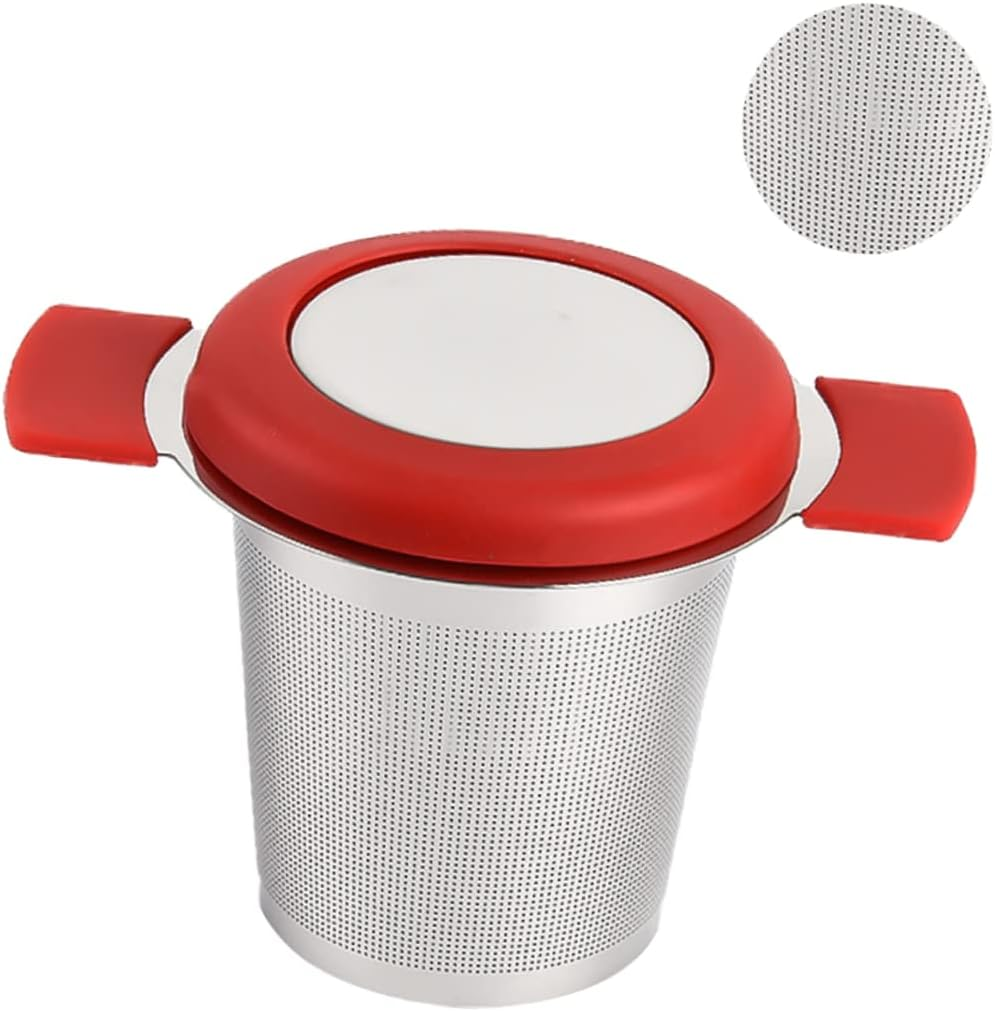 UTHCLO Practical Tea Infuser Filter Loose Leaf Tea Infuser Coffee Filters Infuser for Loose Strainer Trap Mug Filters Espresso Ground Coffee Stainless Steel Leaker Red image number 5