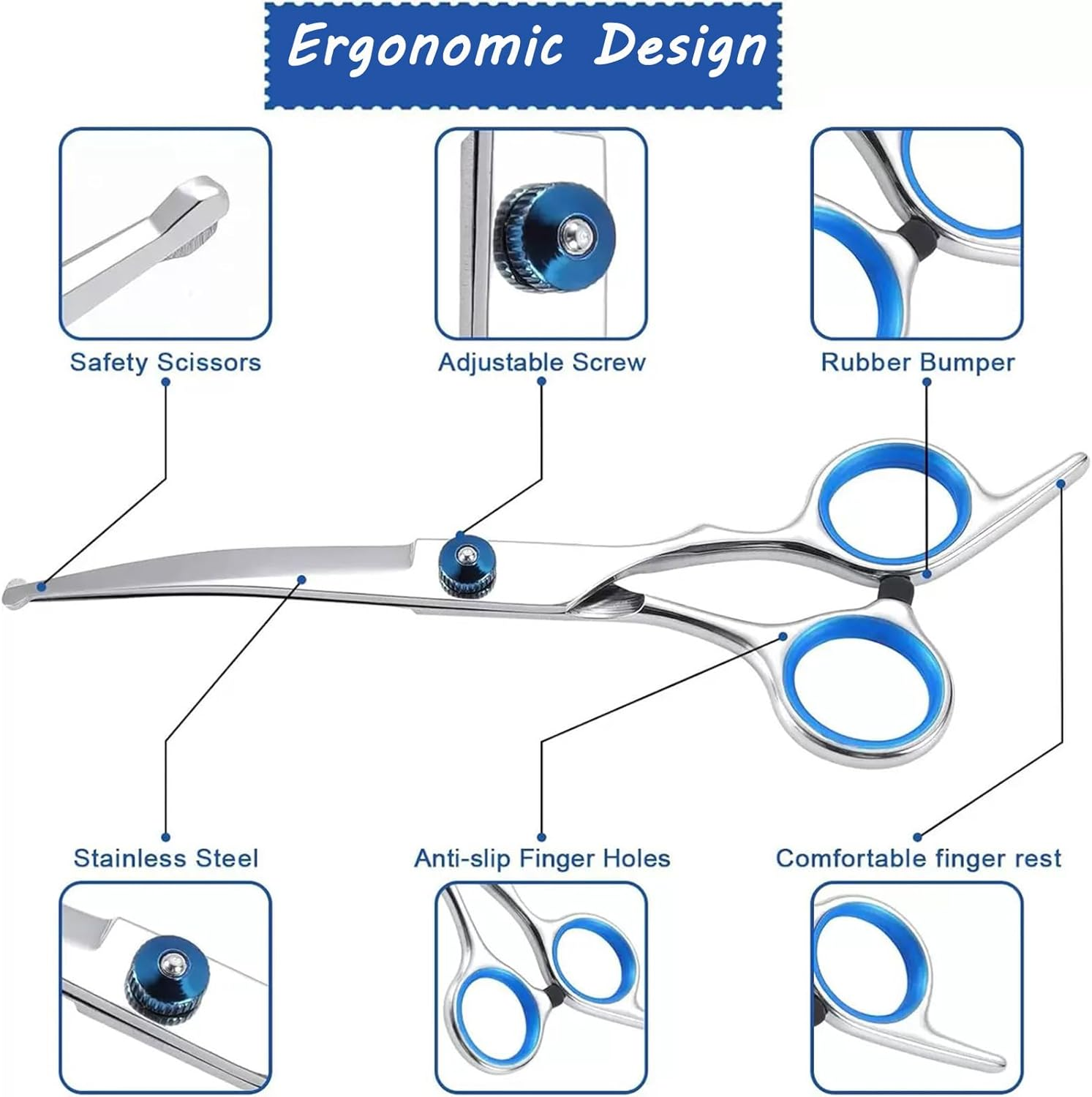 HENWUBEI Professional Dog Grooming Scissors Set - Ultra-Lightweight 80G Silent Trimming Shears, Safety round Tips for Pets Face/Paws, Ergonomic & Adjustable for Home/Pet Salons image number 3
