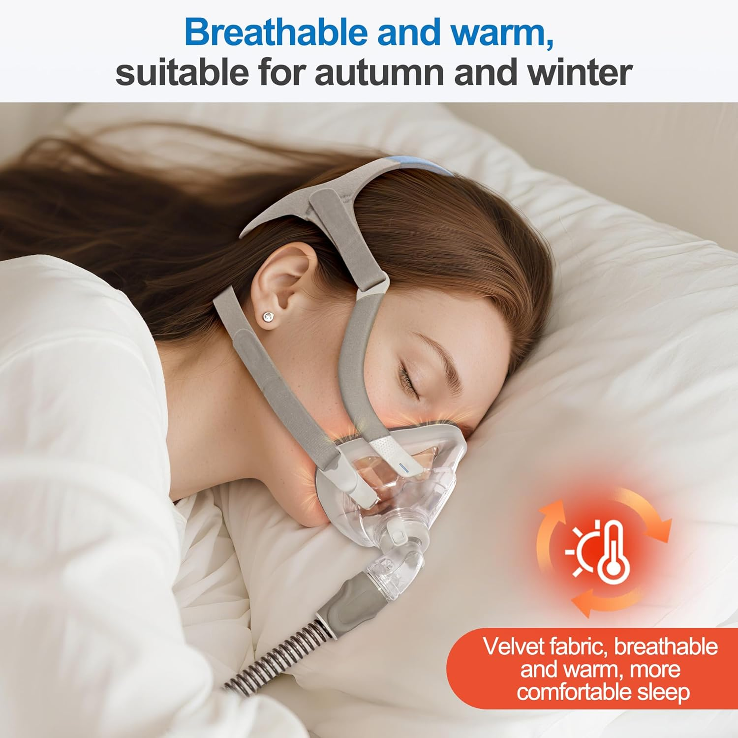 2 PCS Velvet CPAP Mask Compatible with Resmed Airfit F20 & Airtouch F20, Reliable Seal Sleep Apnea Mask, Innovative Velvet-Silicone Hybrid Design, CPAP Accessories Supplied by Airsmart, Brown(M) image number 3