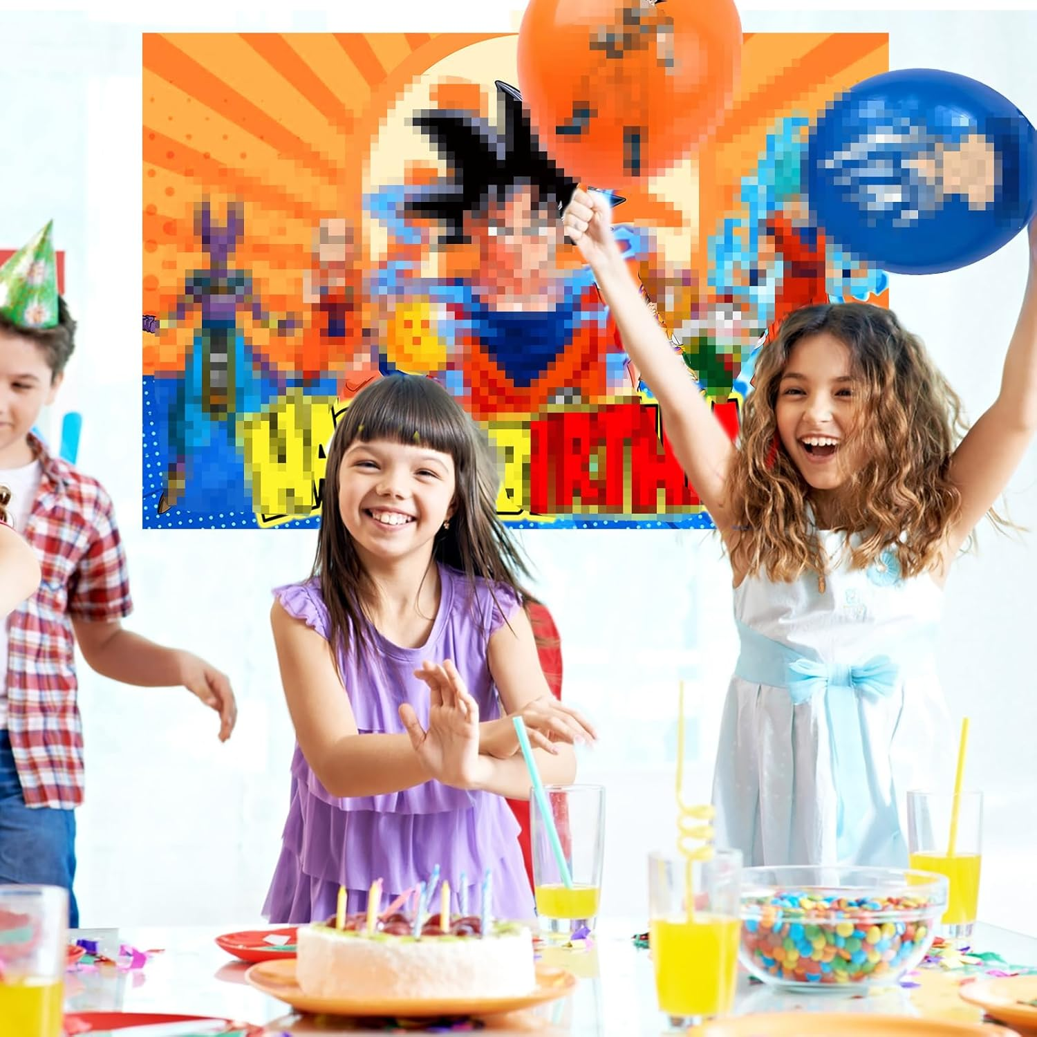 Goku Birthday Party Decoration Set, Happy Birthday Background, Cartoon Party Latex Balloon, for Boys and Girls, Anime Birthday Decoration image number 3