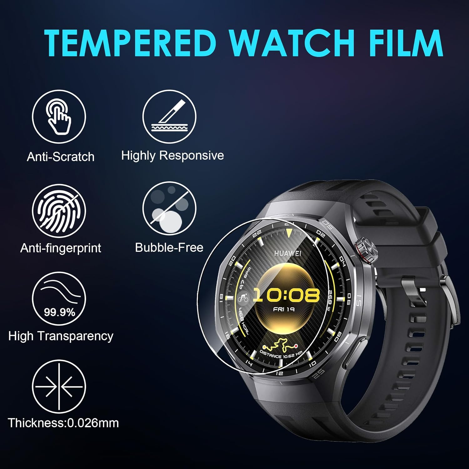 Lemxiee 2 Pack Tempered Glass for HUAWEI Watch GT 6 Pro 46Mm Screen Protector Protection Film - Amazfit T-Rex 3 Pro 48Mm image number 4