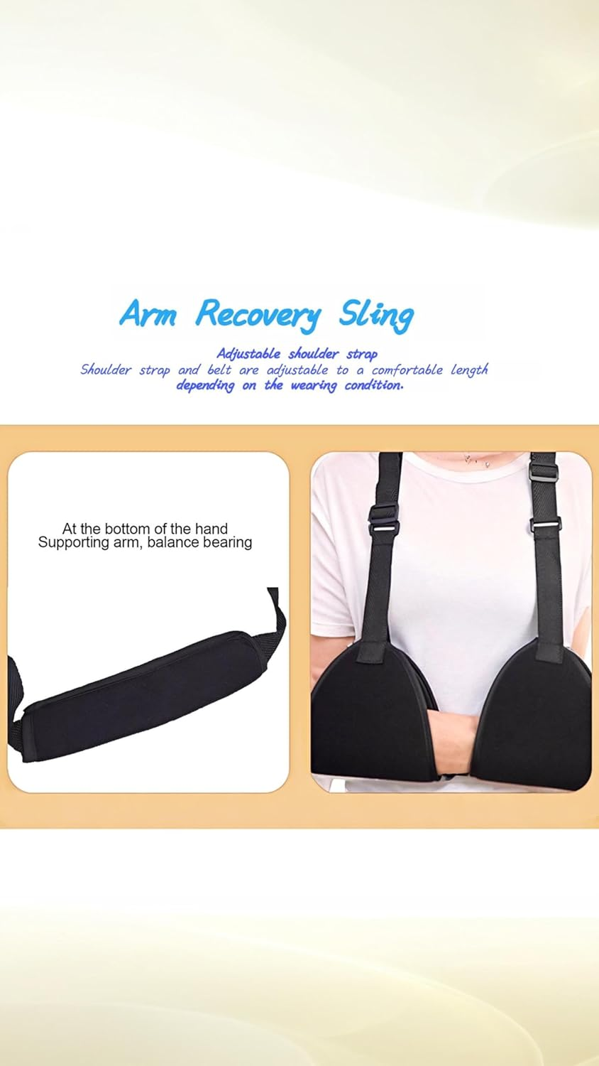 Adjustable Arm Support Sling for Rotator Cuff, Subluxation, & Post-Surgery Recovery - Comfortable & Durable Black Brace image number 6