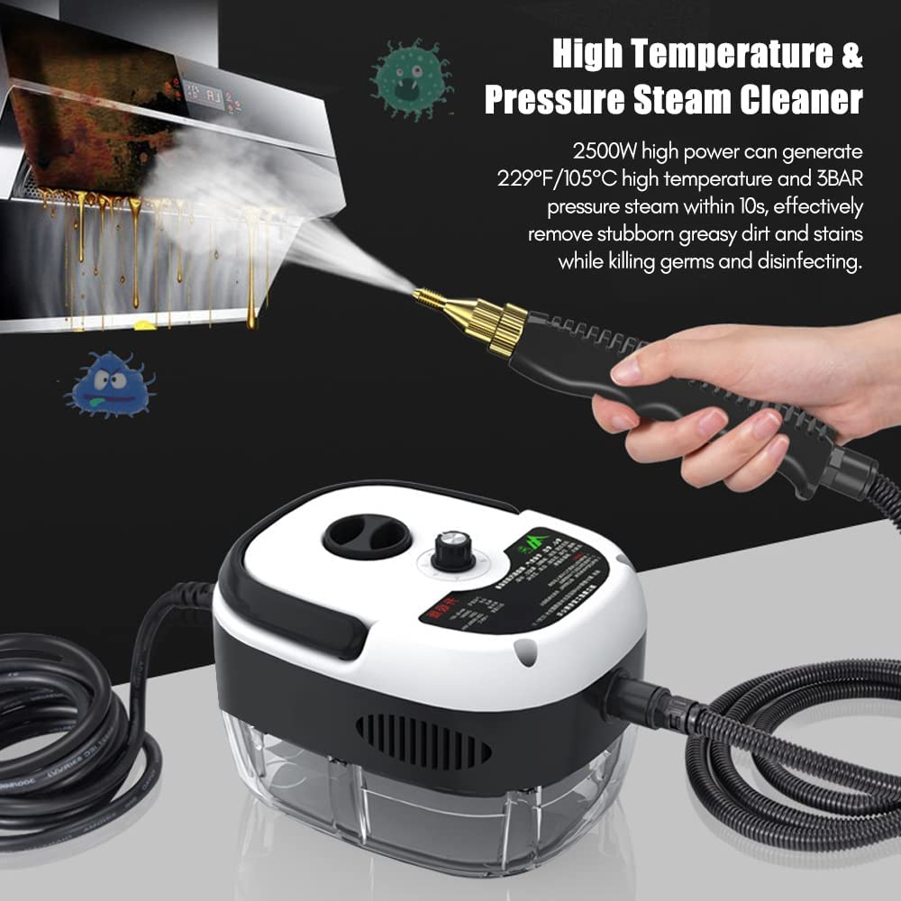 Steam Cleaner, 2500W Portable Handheld Steam Cleaner High Temperature Pressurized Steam Cleaning Machine with Brush Heads for Kitchen Furniture Bathroom Car White image number 5