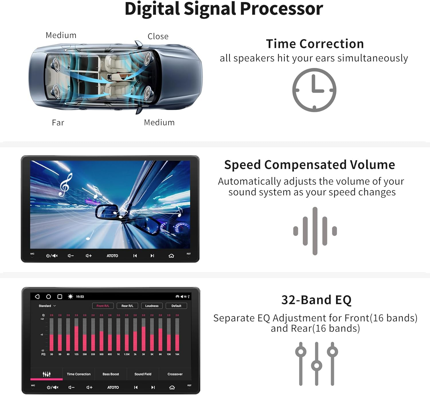 ATOTO S8 UN 9" QLED Android Double Din Car Stereo, 6+128GB, Built-In 4G/Wifi, Dual Bluetooth W/Aptx HD, Wireless Carplay & Android Auto, DSP&4 * 49W Amp, SCVC&LRV, GPS Tracking, S8G2099UN image number 4