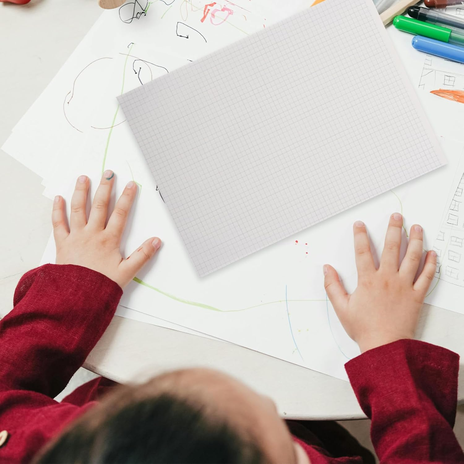 JEWEDECO Multi-Purpose Grid Paper Pad Heavy Duty Notebooks for Math Engineering School 100 Sheets A4 Size Portable image number 5